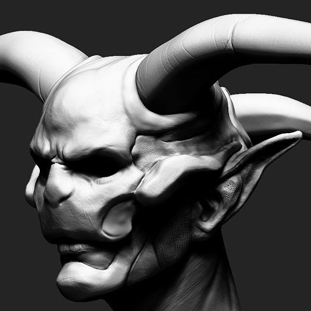 3/4 zbrush render. #3d #art #zbrush #sculpture #digitalart #render #horns #bust