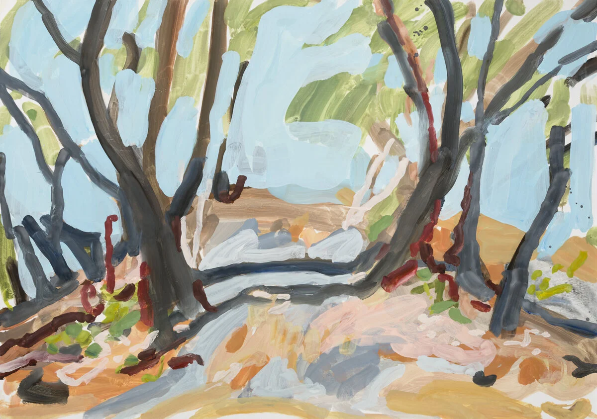   Green on purple on folded green , Hill End 124.5x172.5 oil on board 
