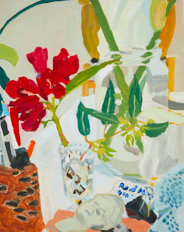   Rhododendrons and crystal vase   37 x 30 oil on board 