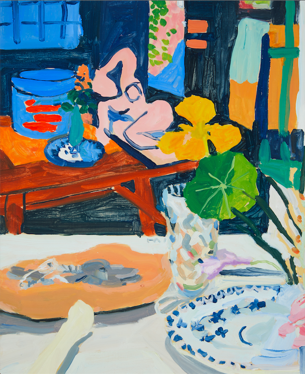   Nasturtium and Nude   37 x 30 oil on board 