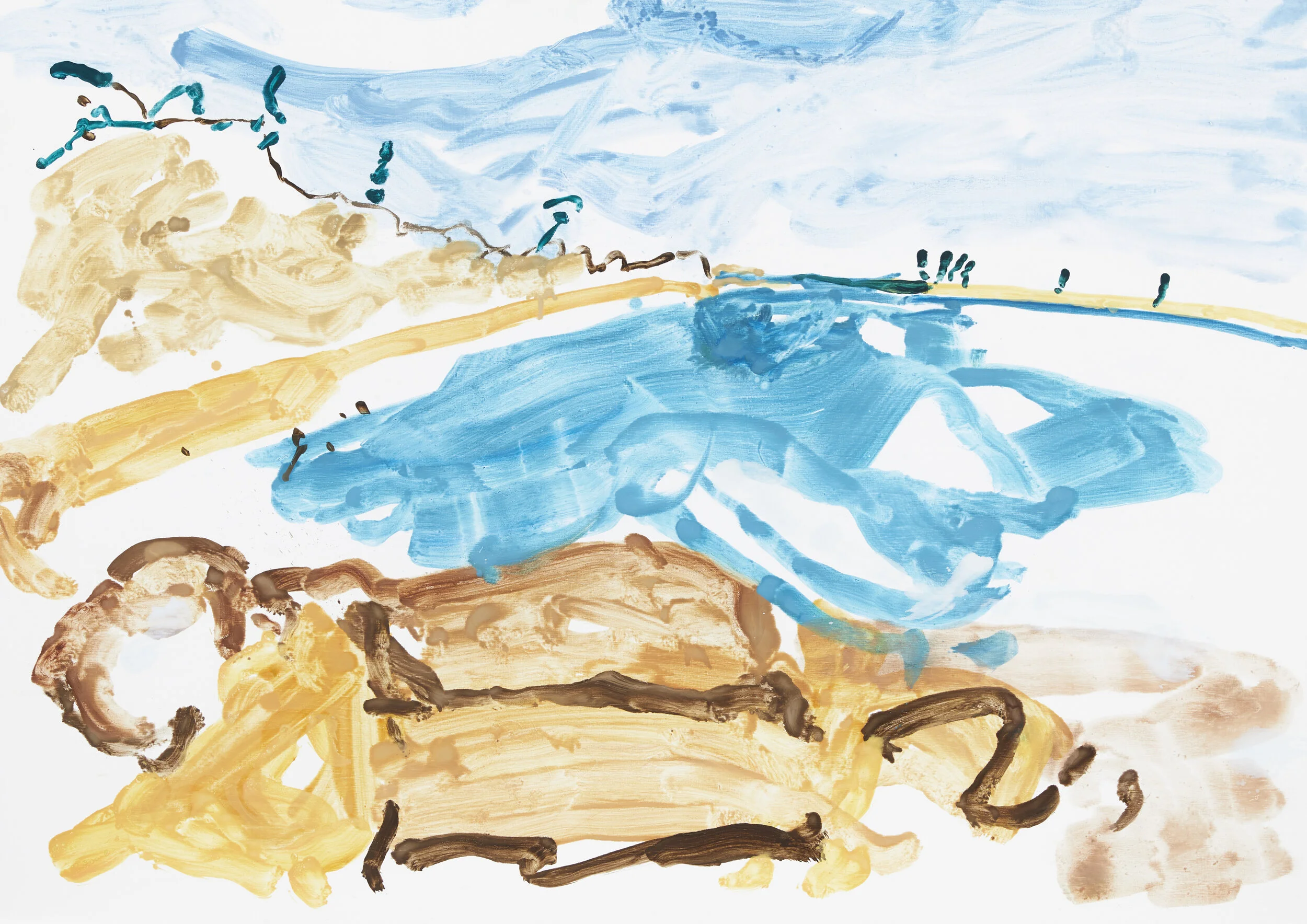   Allow the ocean and air to flow, Wategos Beach , 2020, oil on board, 110 x 170 cm 