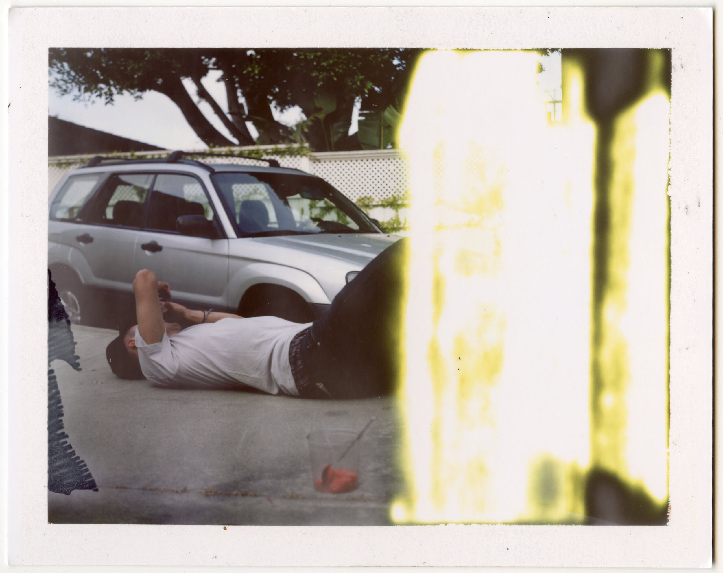 Conny laying on the driveway