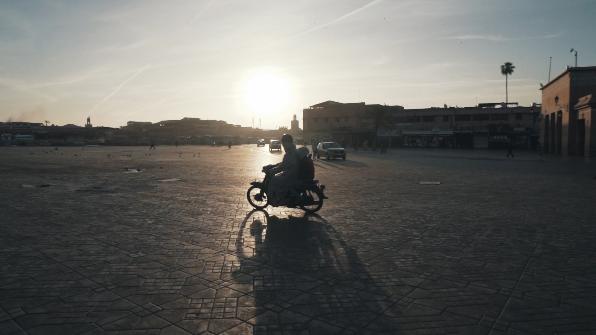 Motorcycle in the early morning on Djemaa el Fna