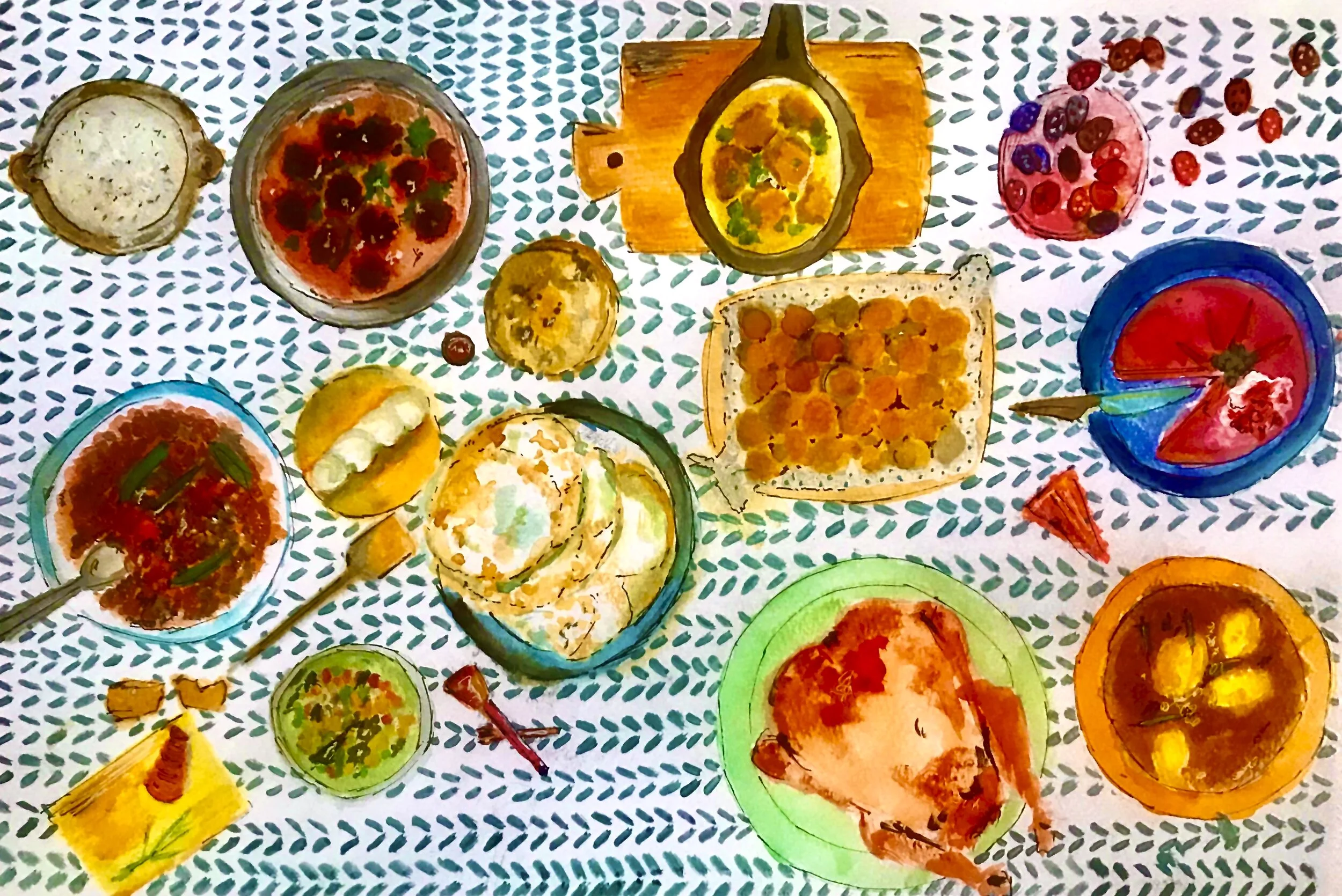 Watercolour Easter Food