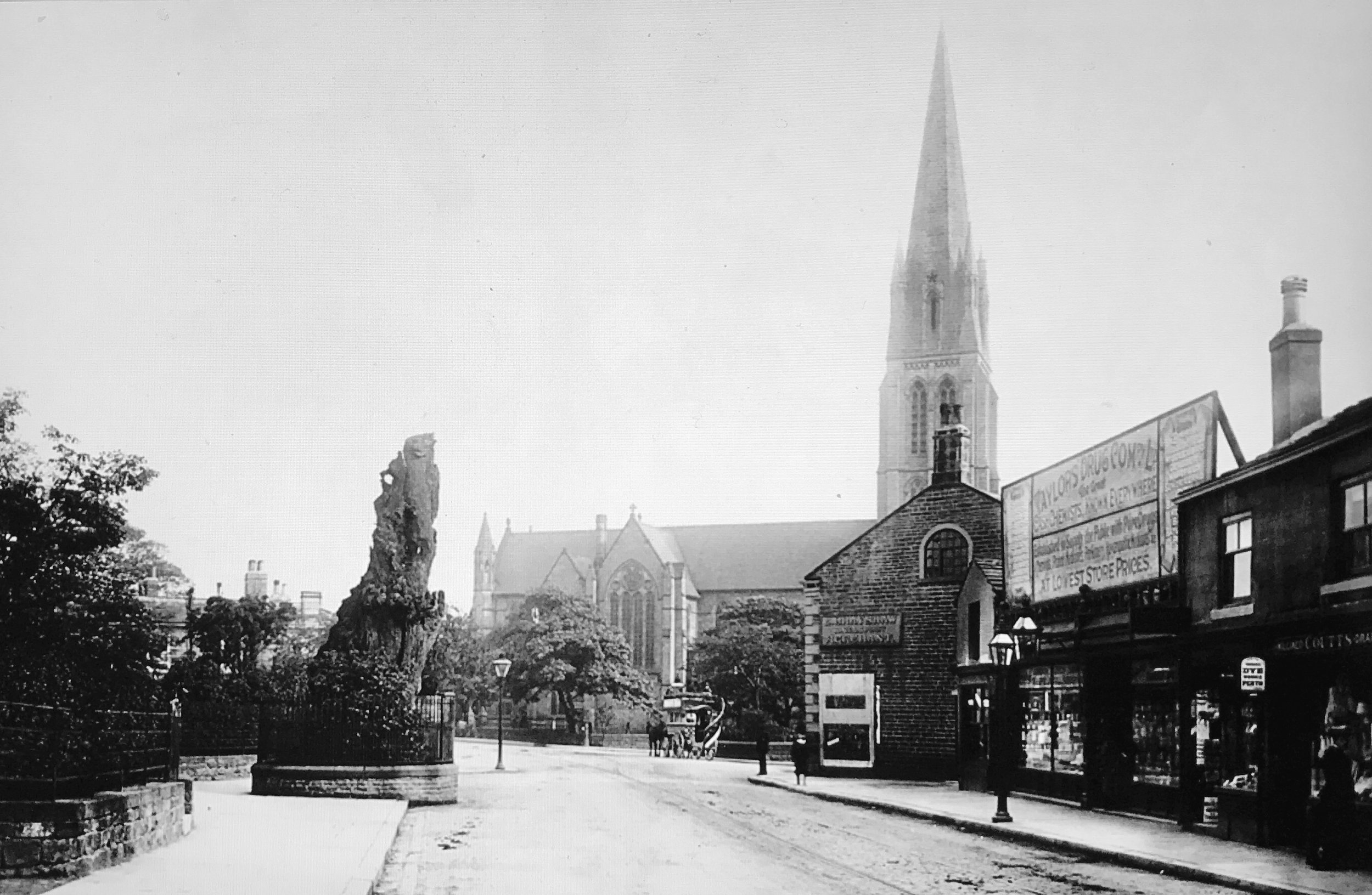 Shire Oak, St Michael's Church and Skyrack Inn, 1897