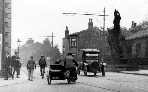 Shire Oak and Motorcycle, 1923