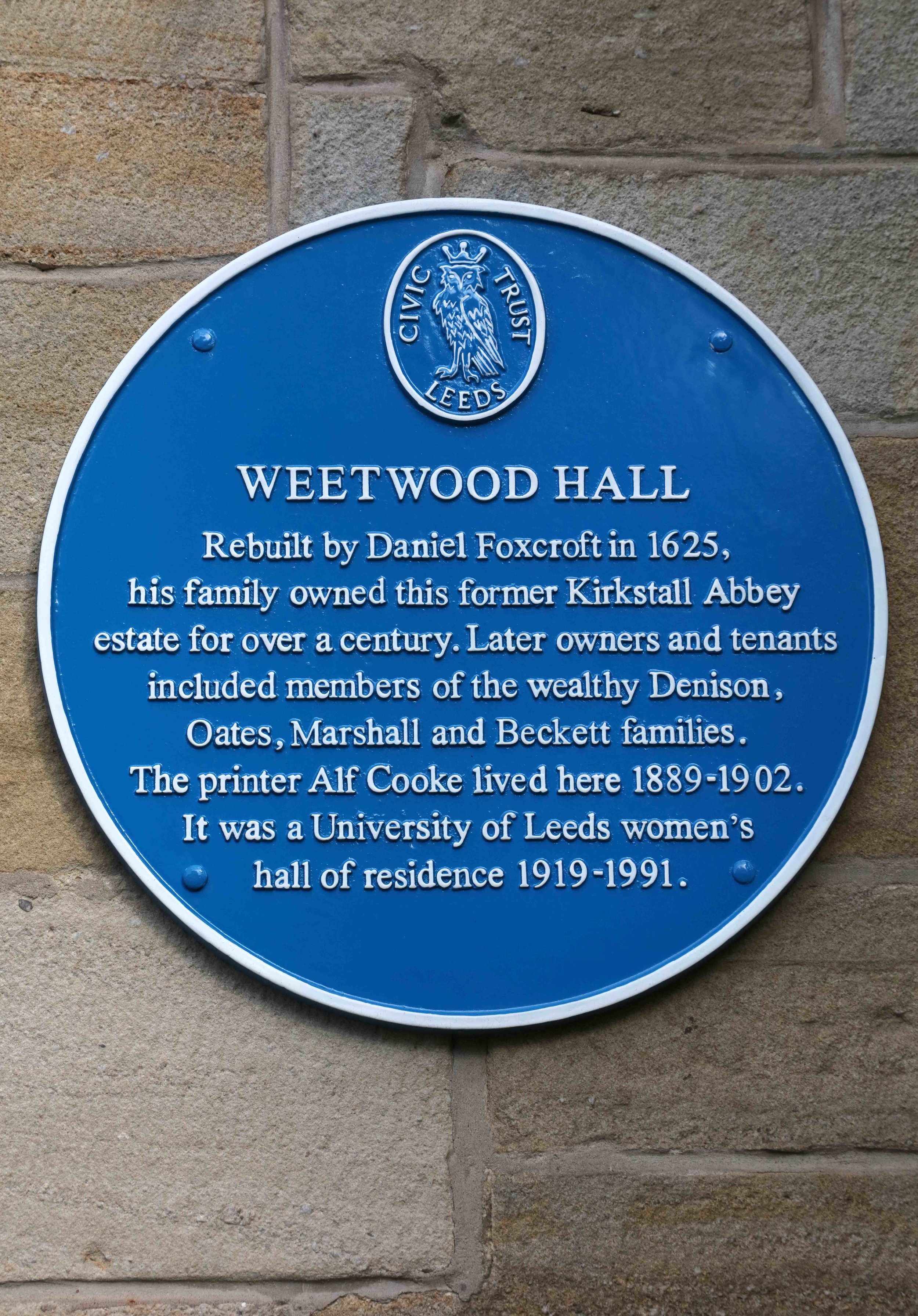 Civic Trust Plaque, Weetwood Hall © JHJ