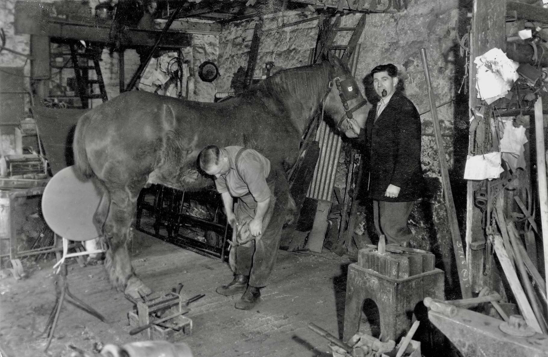 Weetwood Lane Forge with Blacksmith W.A Hartley (demolished)