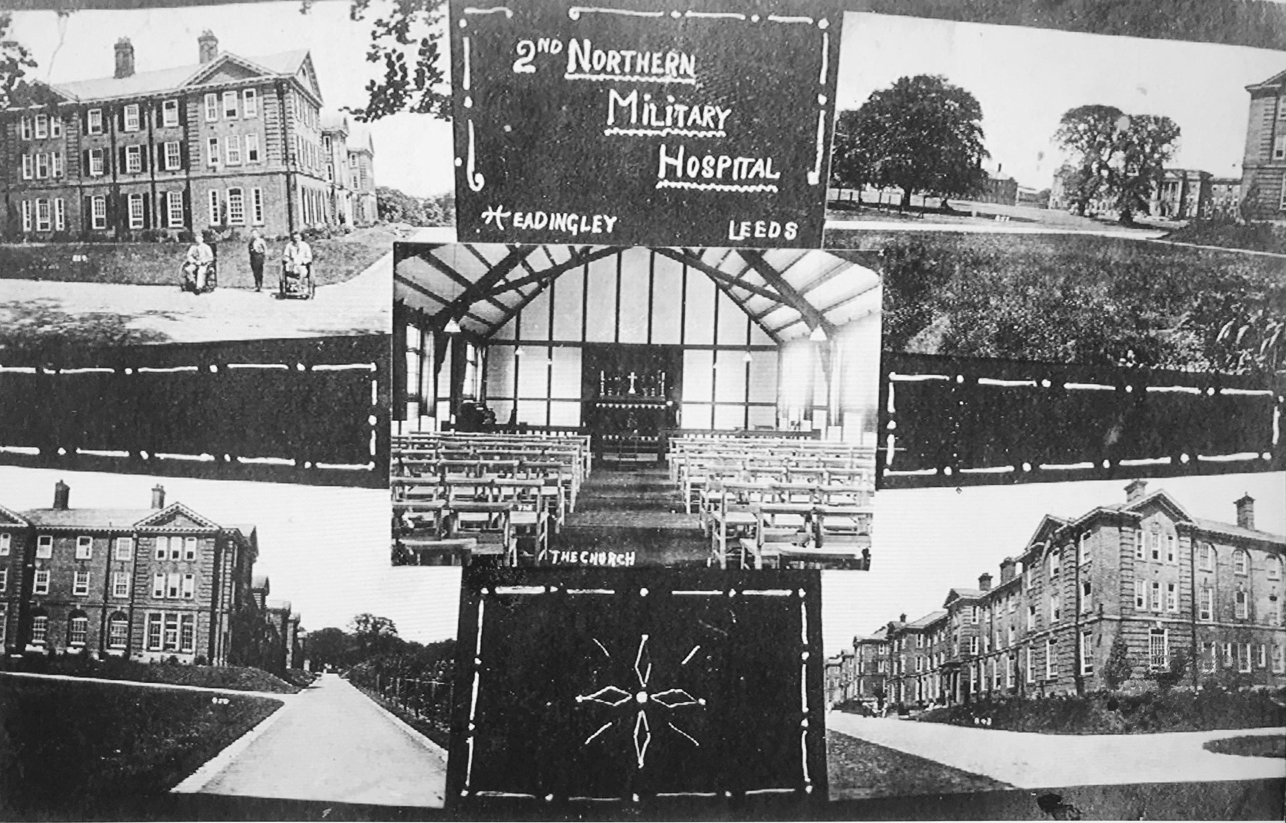 Hospital, showing chapel interior, postcard, c1917