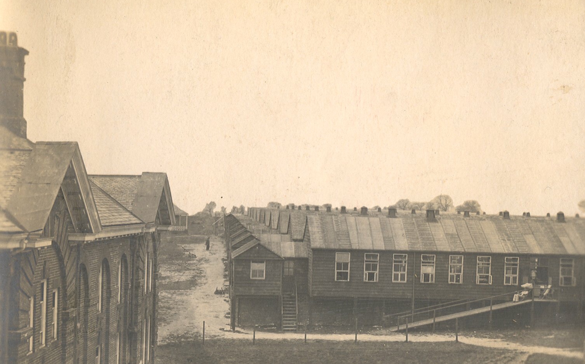 Hospital extension huts on playing fields, c1917