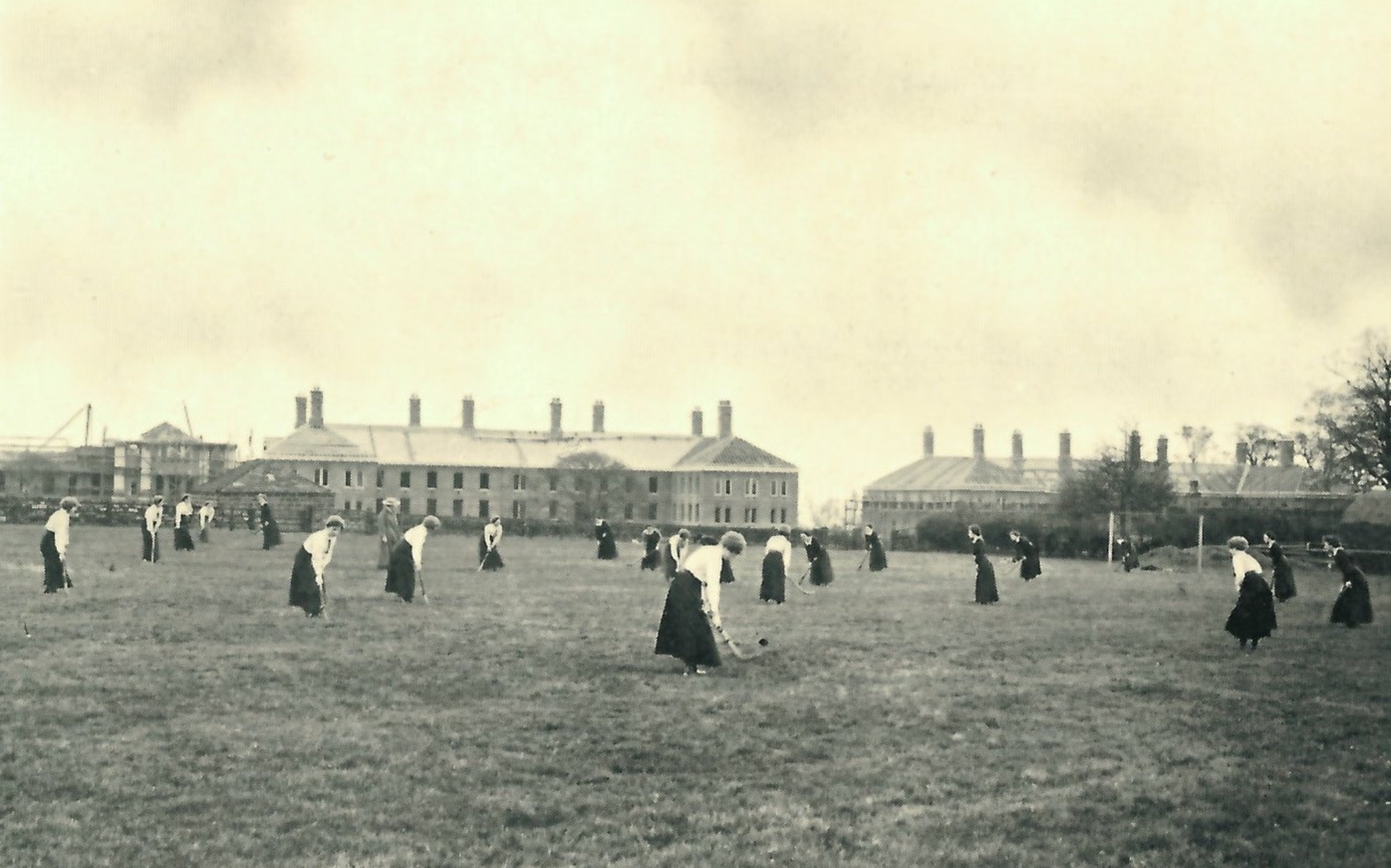 Women students on playing fields