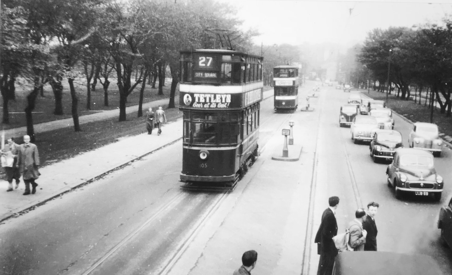 Woodhouse Lane, crossing Woodhouse Moor, 1950s