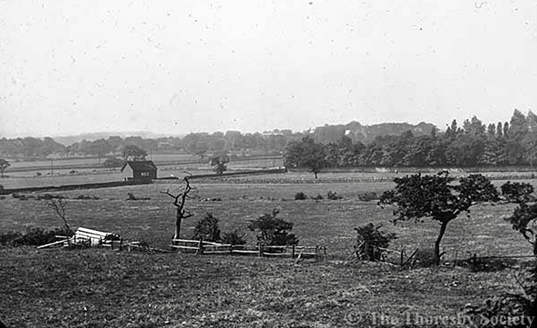Fields towards Kirkstall, site of Stadium, from Cardigan Road, 1880s  