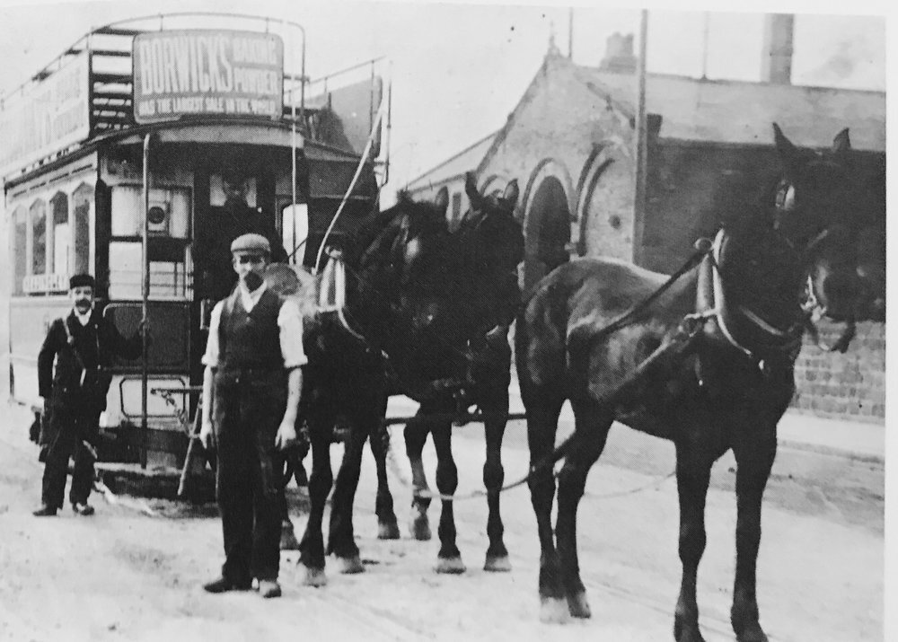 Horse Tram, destination Headingley, at Old Headingley Depot (1874-1934), 1899