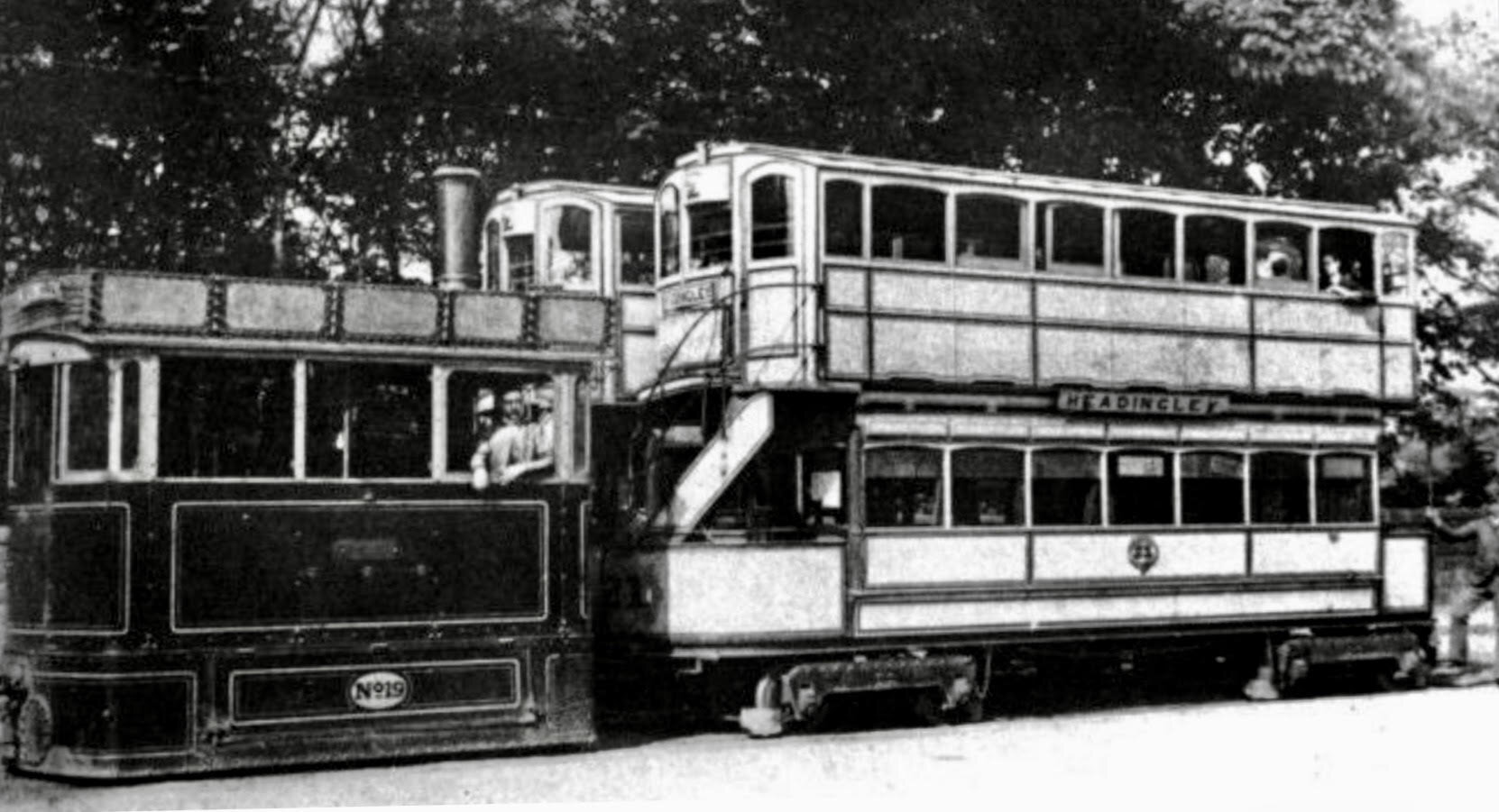 Steam Tram, Otley Road, opposite Old Depot, late 1880s