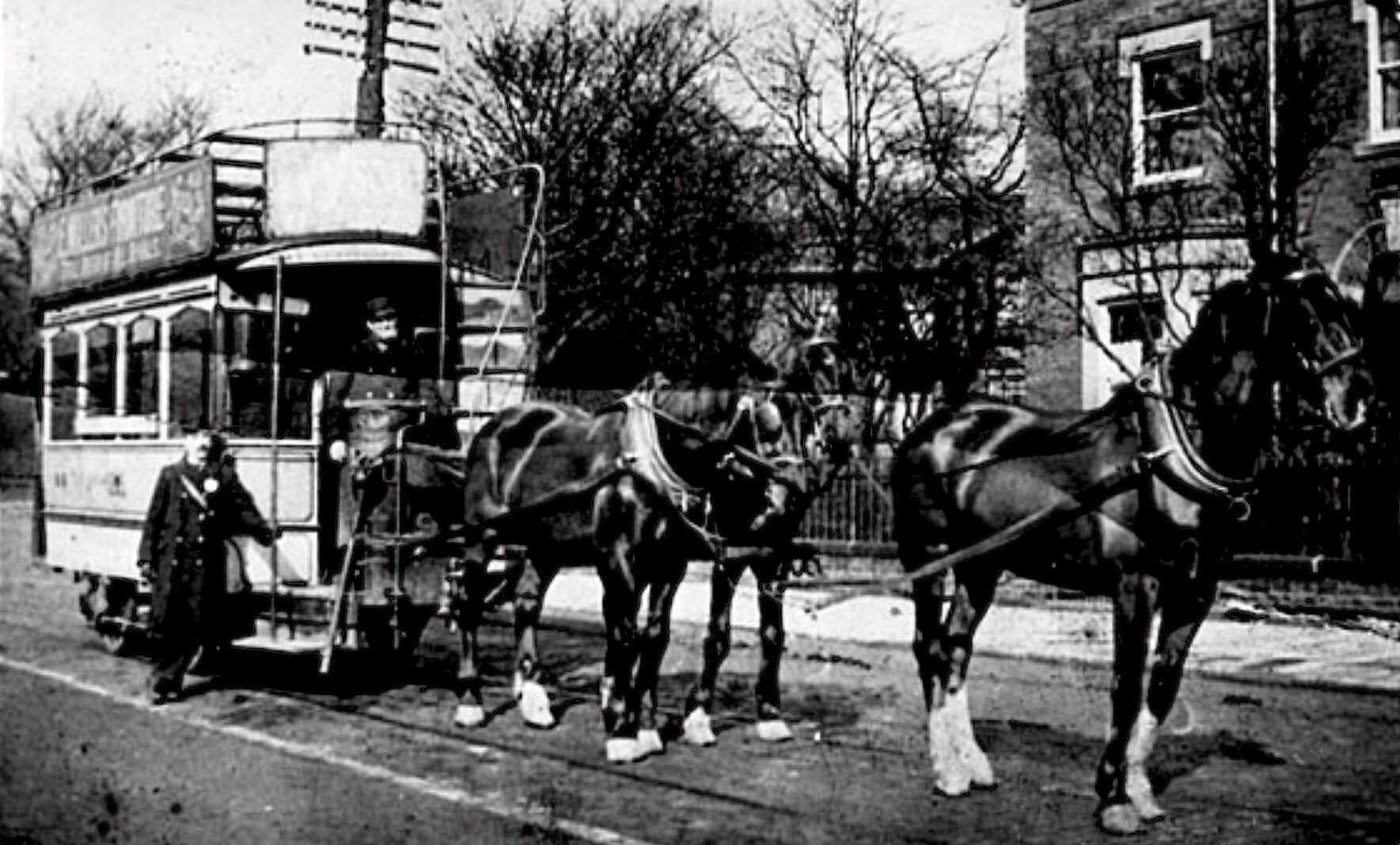Horse tram, destination Headingley, late 1890s