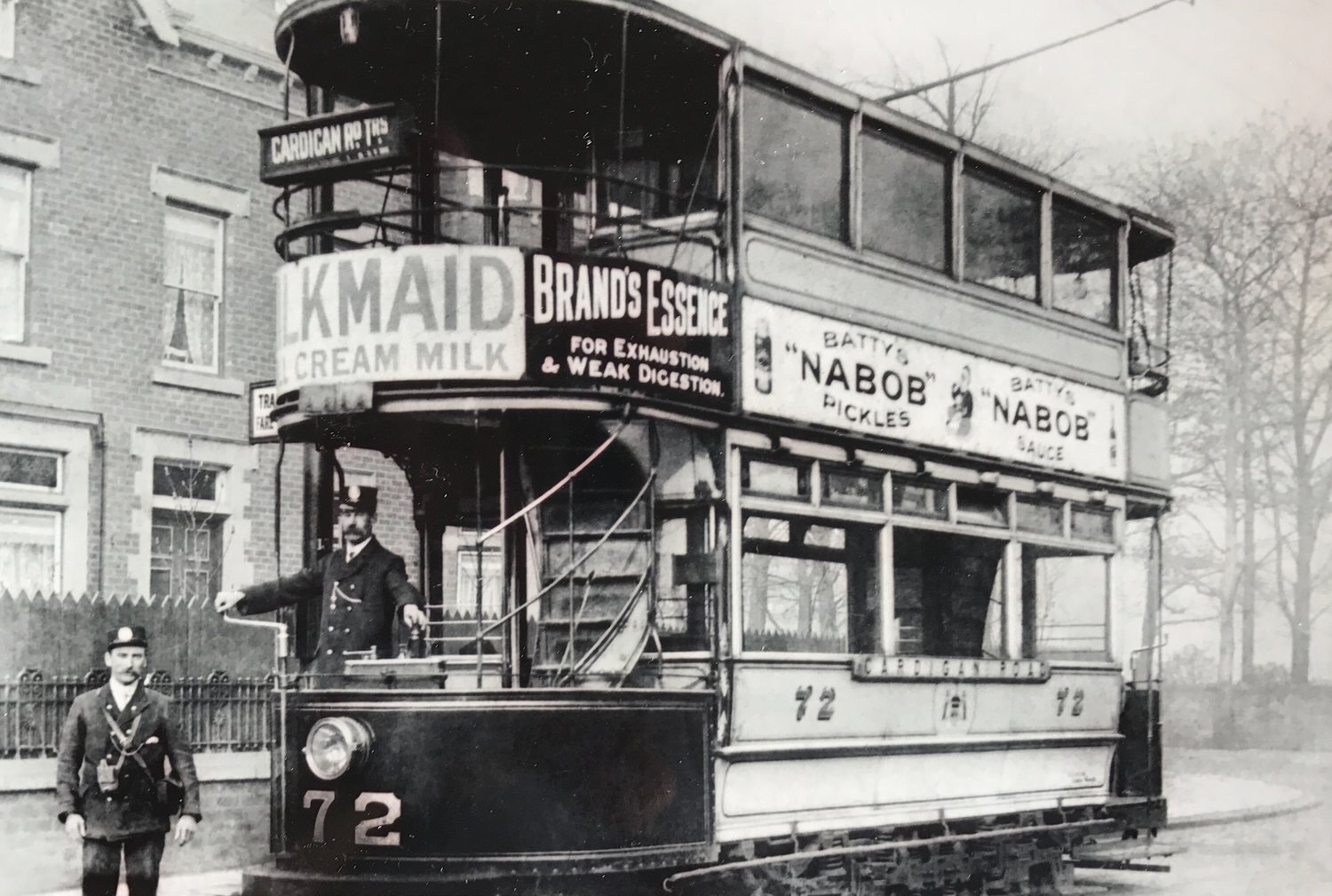 Tram No 72, at Cardigan Road Terminus, circa 1910