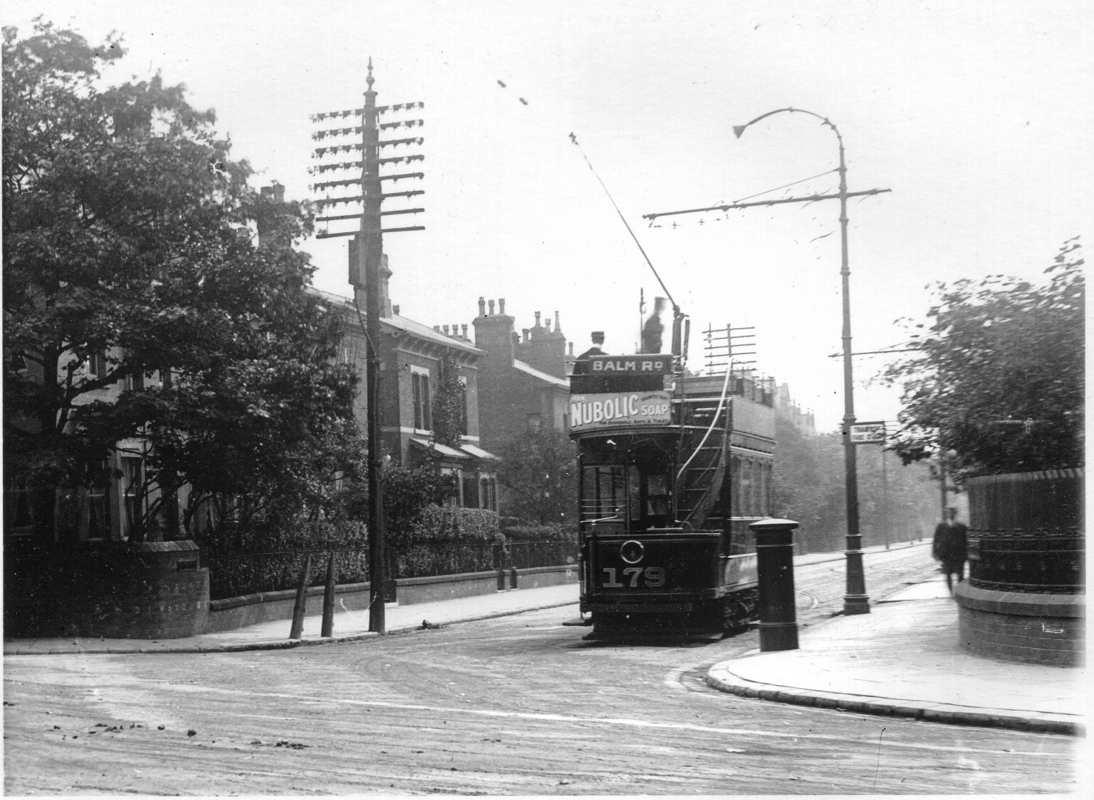 Tram No 179, Cardigan Road Terminus, by W &amp; T Gaines, c1906 © Leeds Transport Historical Society