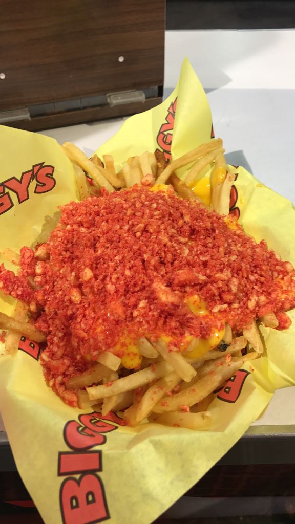 Hot Cheetos cheese fries