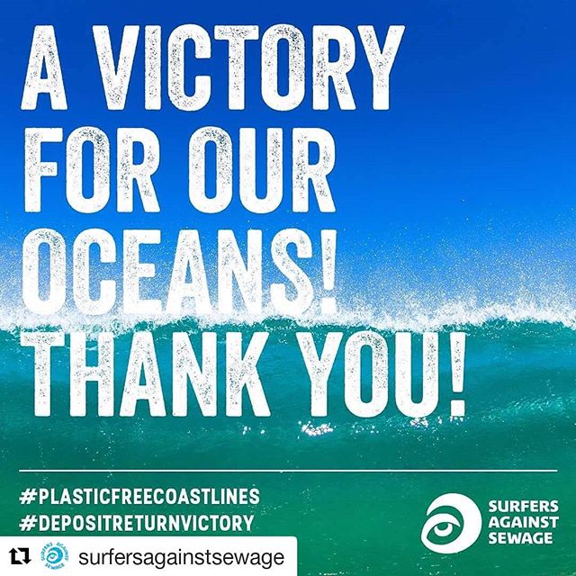 #Repost @surfersagainstsewage (@get_repost)
・・・
Thank you for your support on our deposit return scheme campaign! We're stoked the Government has committed to this for England to help stop plastic pollution! RT if you signed our petition! #MessageInA