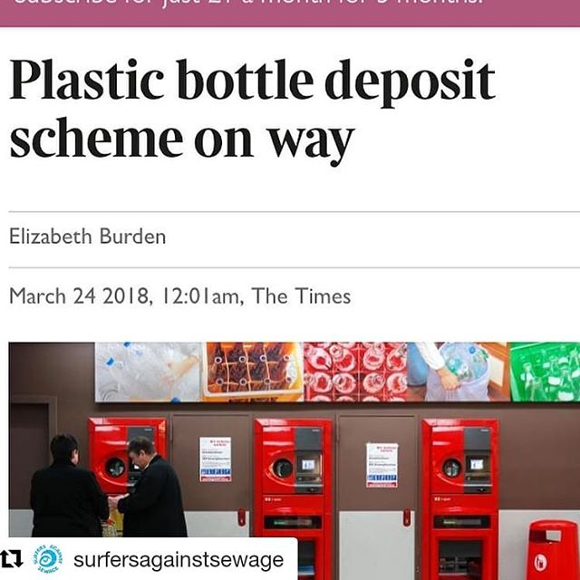 #Repost @surfersagainstsewage (@get_repost)
・・・
Watch this space for big news! The environment secretary is expected to announce a deposit scheme for plastic bottles within days. 🤙👍✊️🙌#plasticfreecoastlines #messageinabottle #plasticfree #plasticf