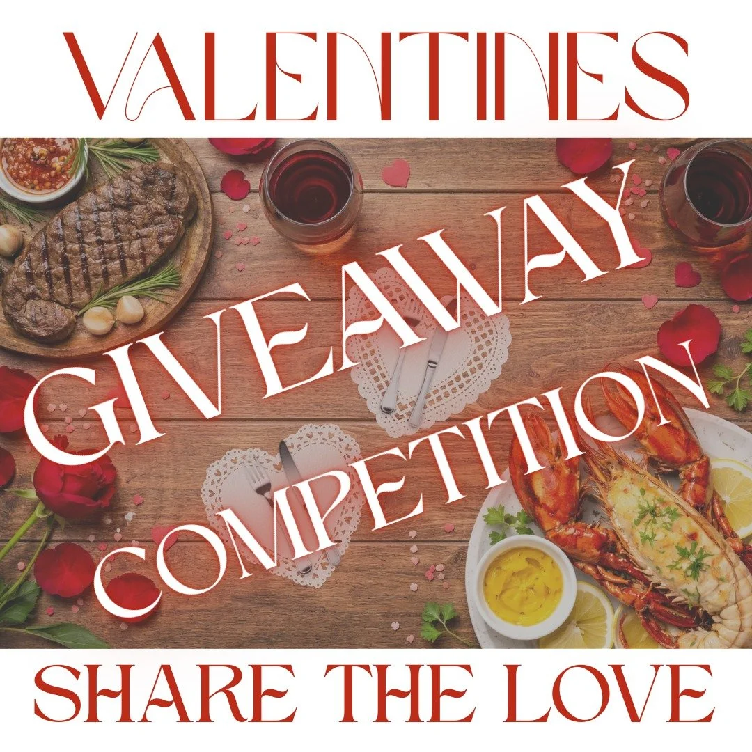 GIVEAWAY COMPETITION ❤
As part of our 'Share the Love' Valentines evening, one lucky winner will be selected at random to WIN:

- 3 Course Meal for Two 🍽 (Sharing Starter &amp; Dessert with Steak or Lobster Main)
- Glass of Fizz on Arrival for Two ?