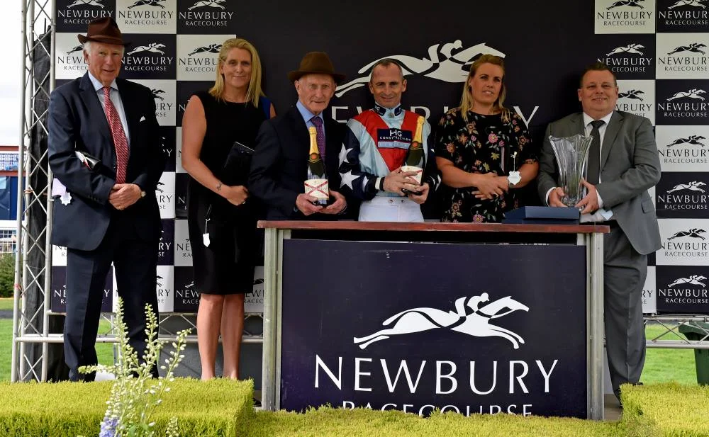 Hannah Henney, Julie May and Tom Frost representing Ladyswood Stud at the trophy presentation yesterday Photo by Francesca Altoft photography