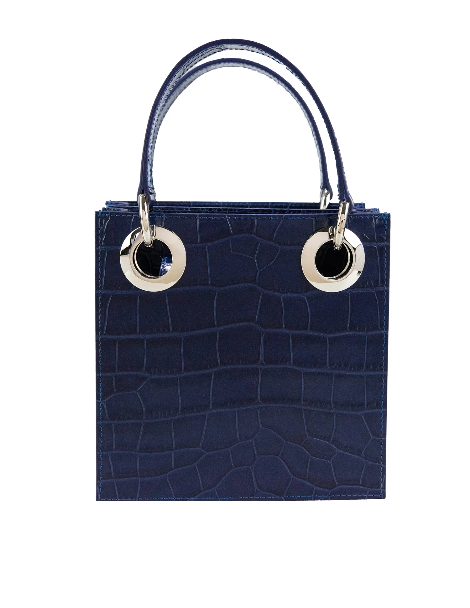 Mini Sabrina • Navy Croc &amp; Silver
