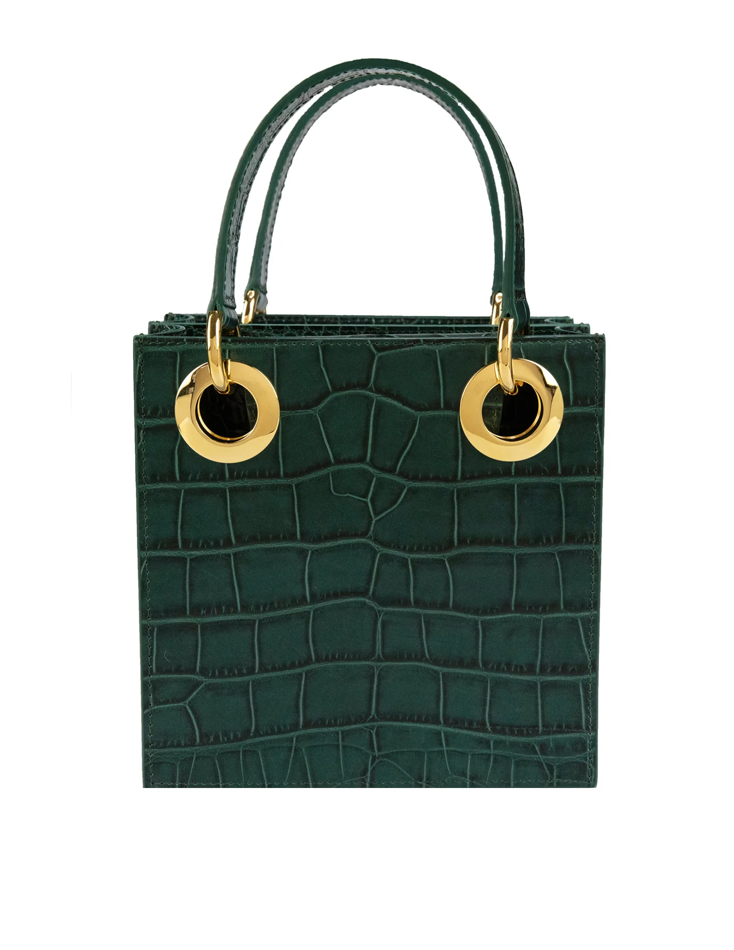 Mini Sabrina • Petrol Croc &amp; Gold