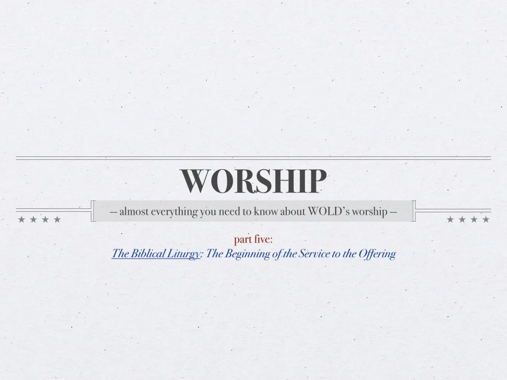 V: – Beginning of the Service to the Offering