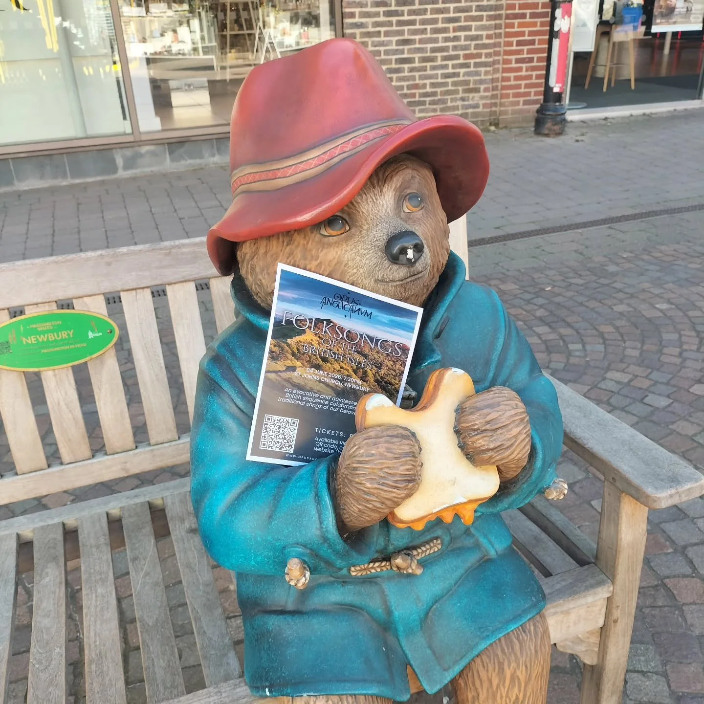 Even Paddington bear is an Opus Anglicaum fan.  He's got his ticket to our concert in Newbury on Thursday June 4th. Have you?

Come and hear a sumptuous programme of folksongs, traditional music, tales and stories from across the British Isles.

Tick