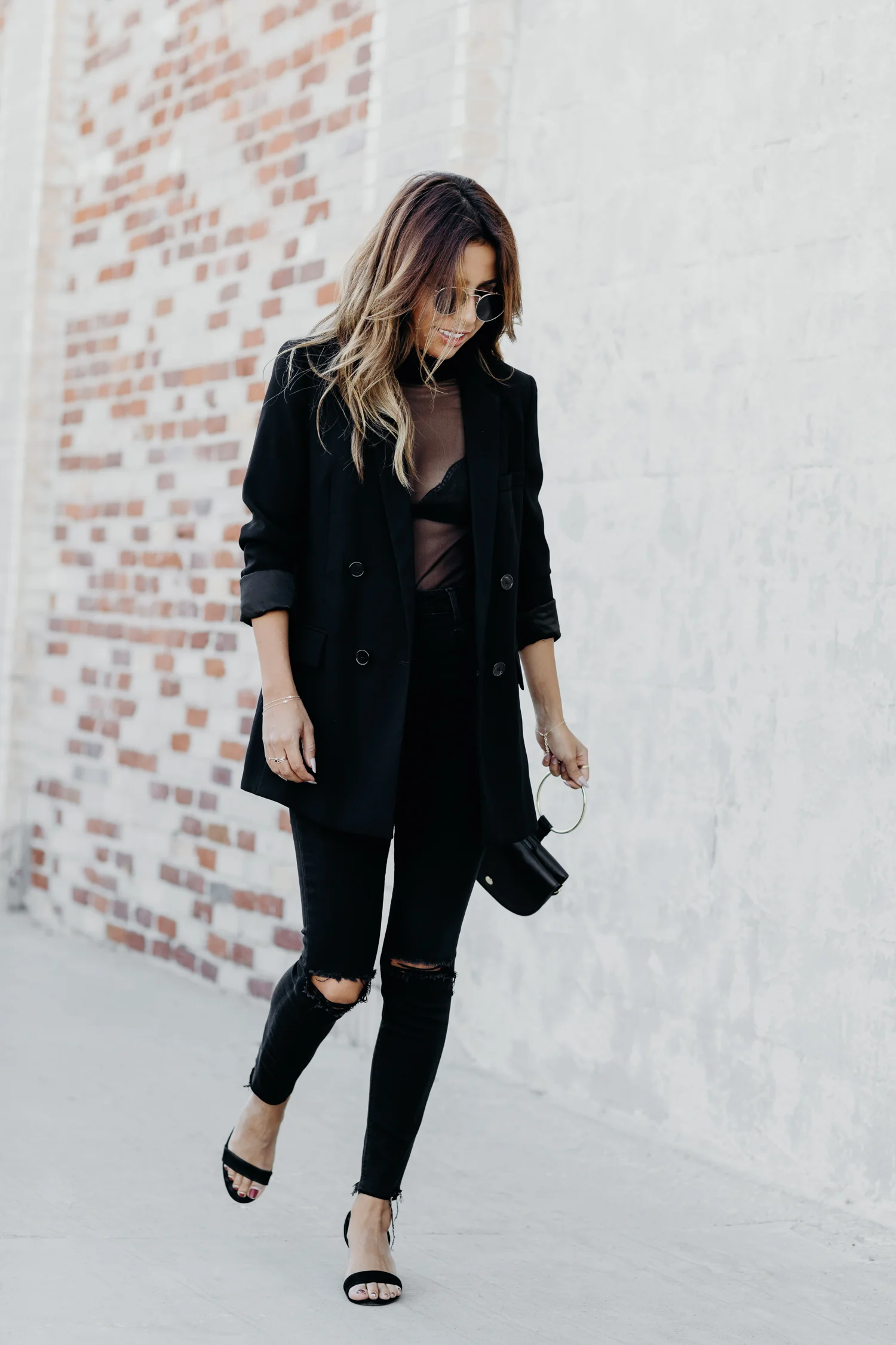 how to wear sheer tops, all black holiday outfit, simple zara look