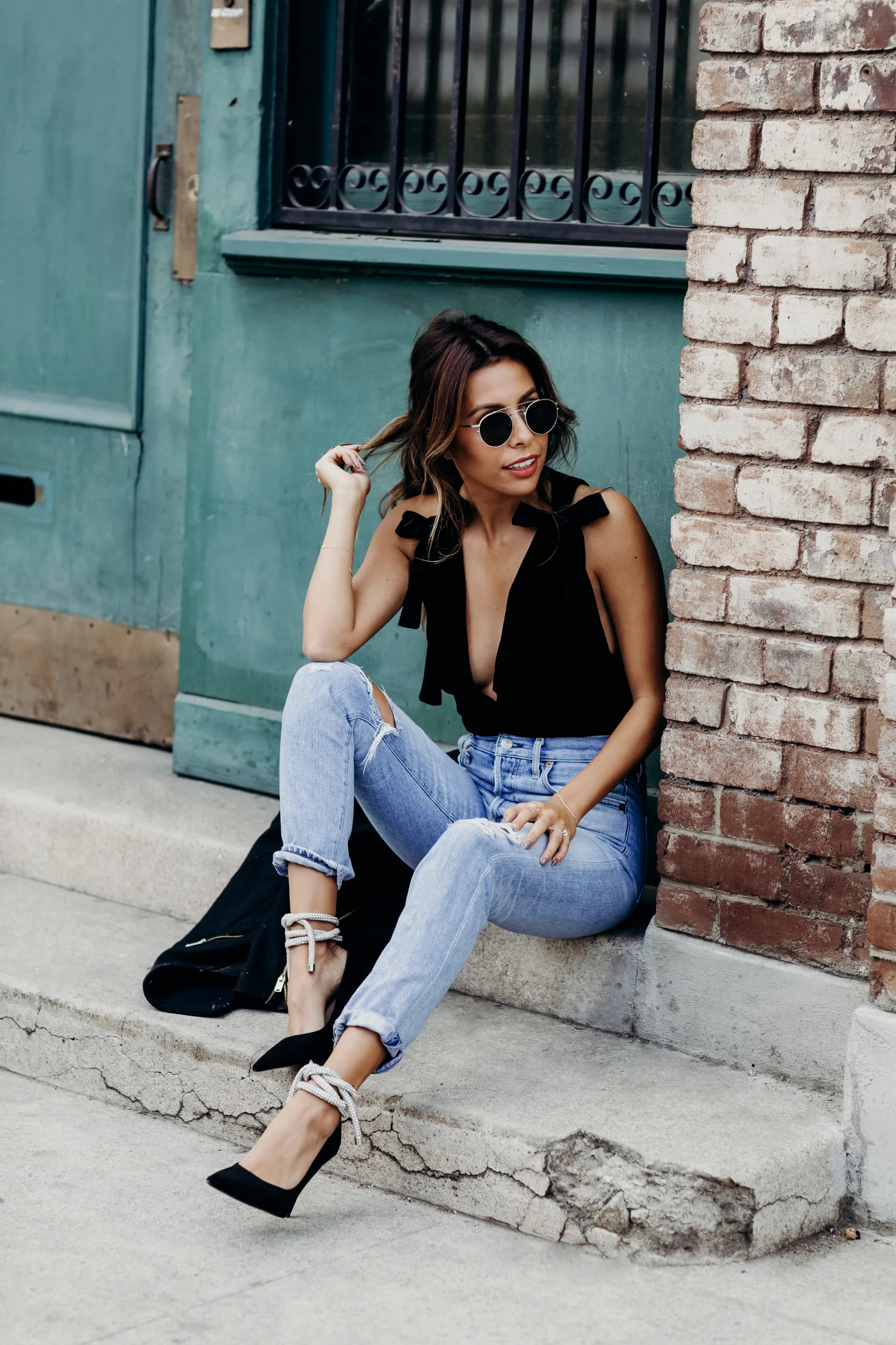 what to wear for casual holiday party, sparkly heels with jeans