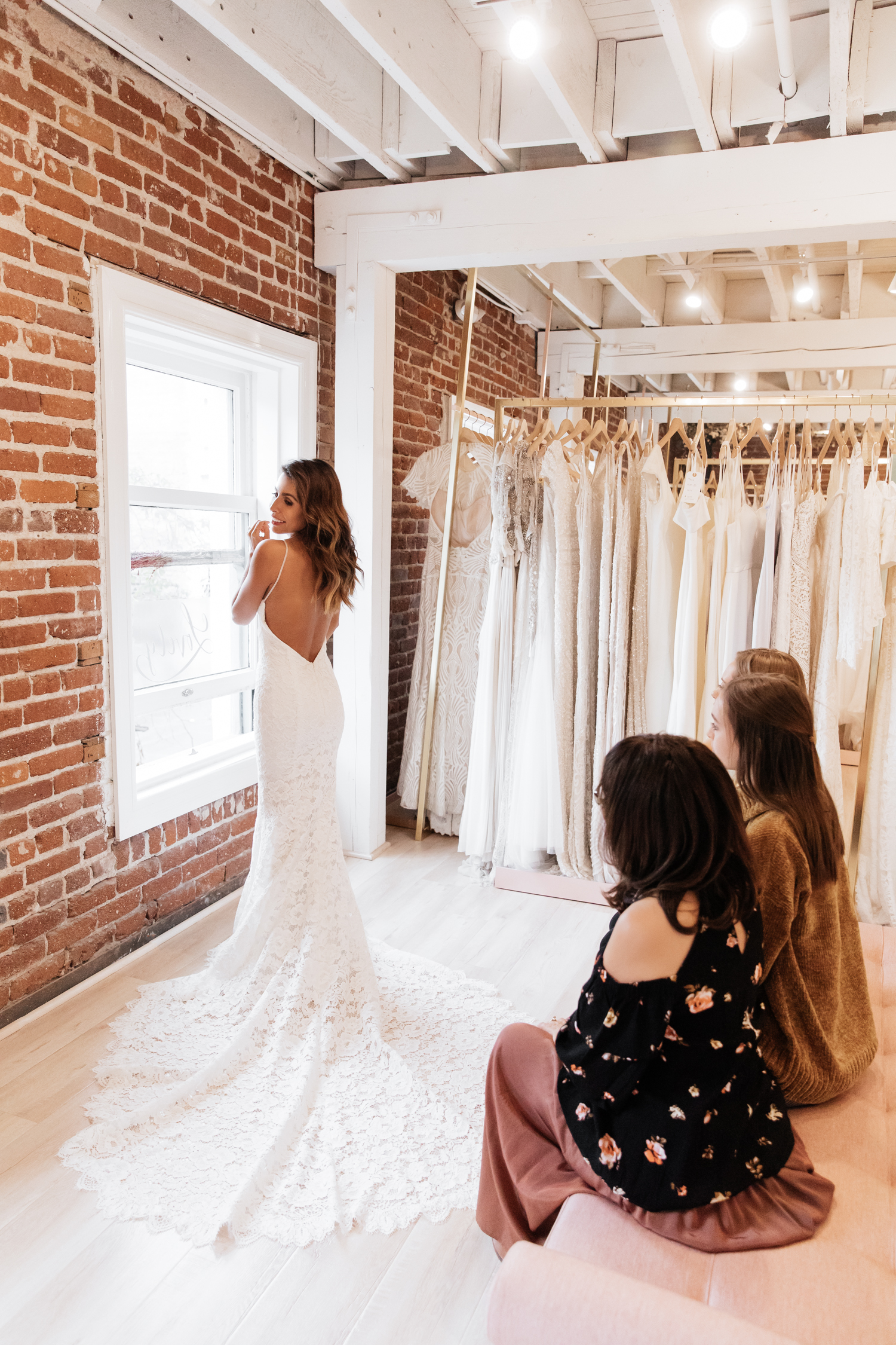 wedding dress shopping with the bride