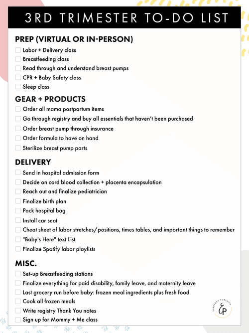 Baby Prep 3rd Trimester To Do List Everyday Pursuits