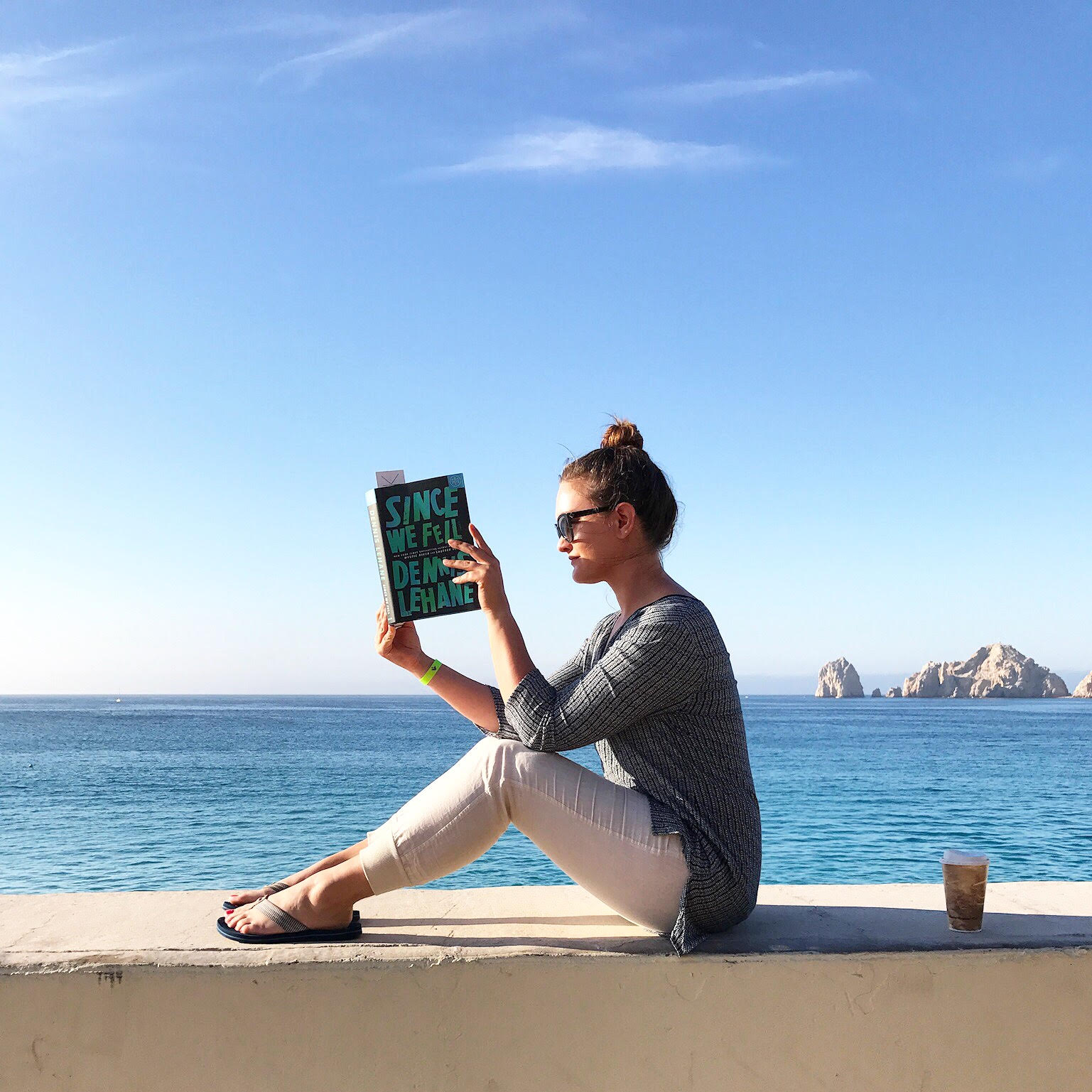 Reading Since We Fell by Dennis Lehane in Cabo, Mexico