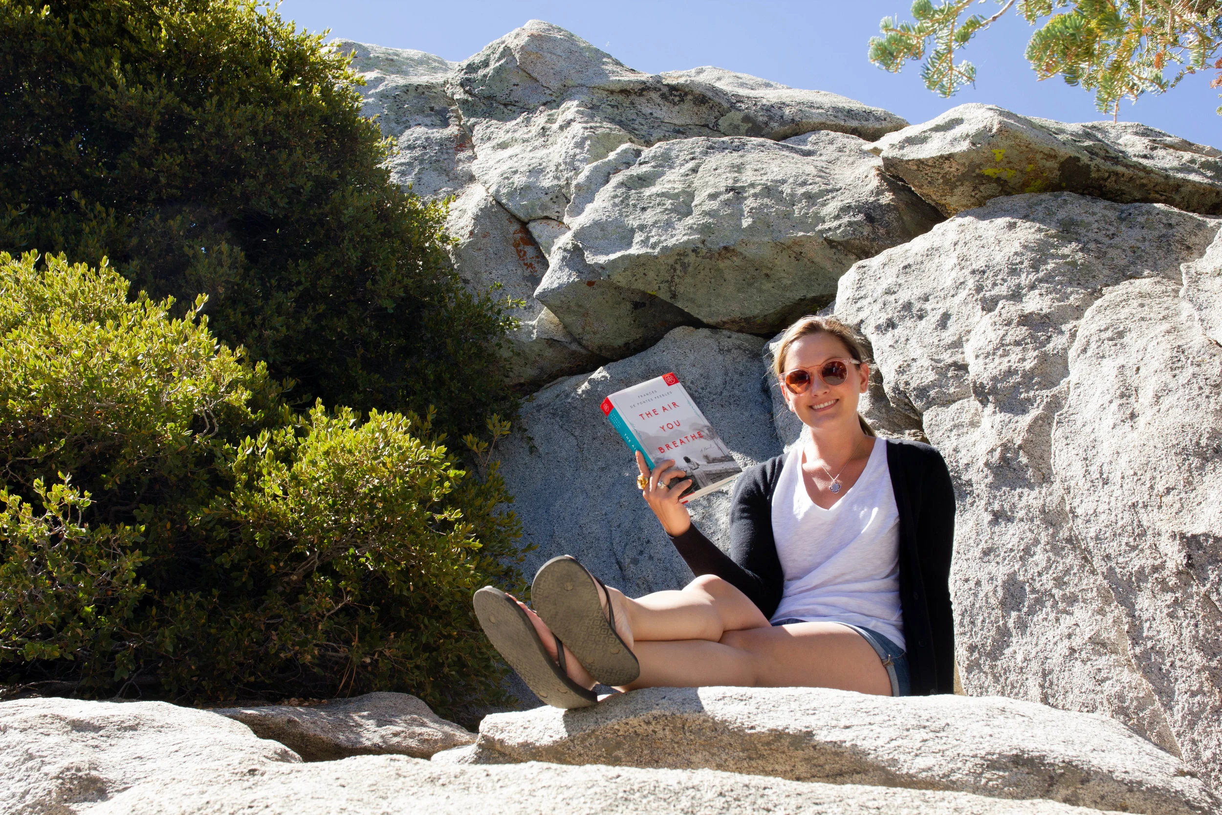 Reading The Air You Breathe by Frances de Pontes Peebles at Mount San Jacinto State Park in Palm Springs, CA