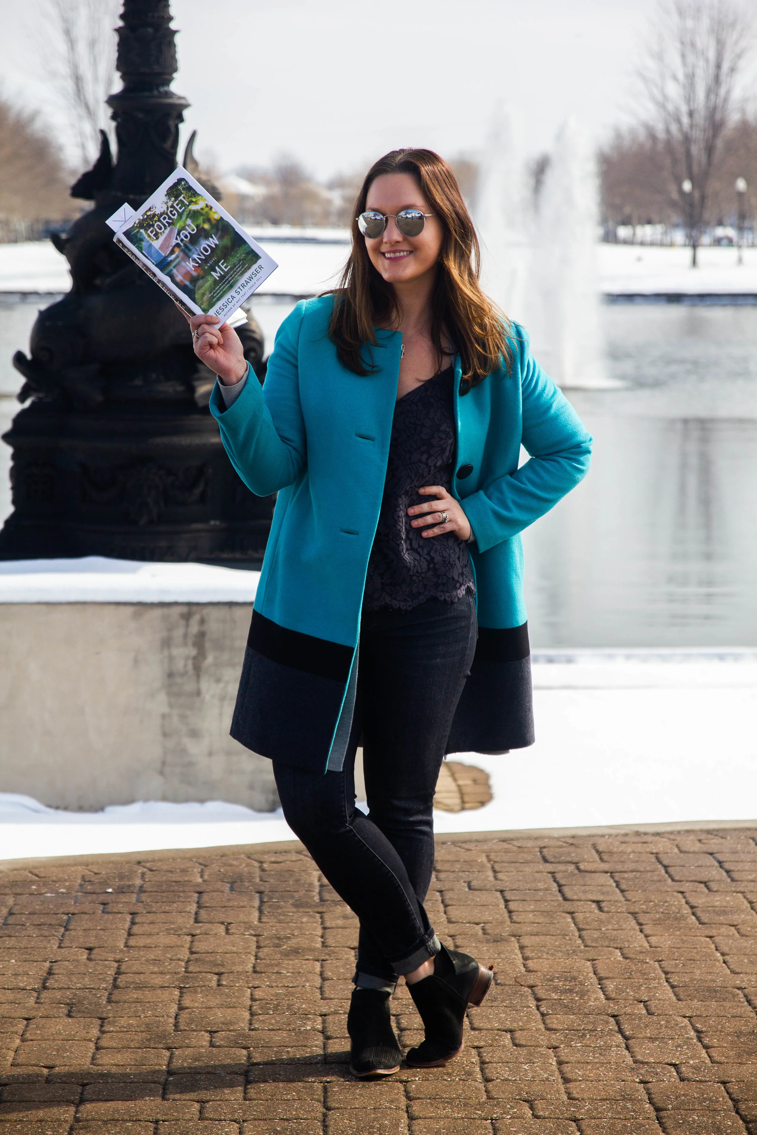 Reading Forget You Know Me by Jessica Strawser in New Town at St. Charles, MO