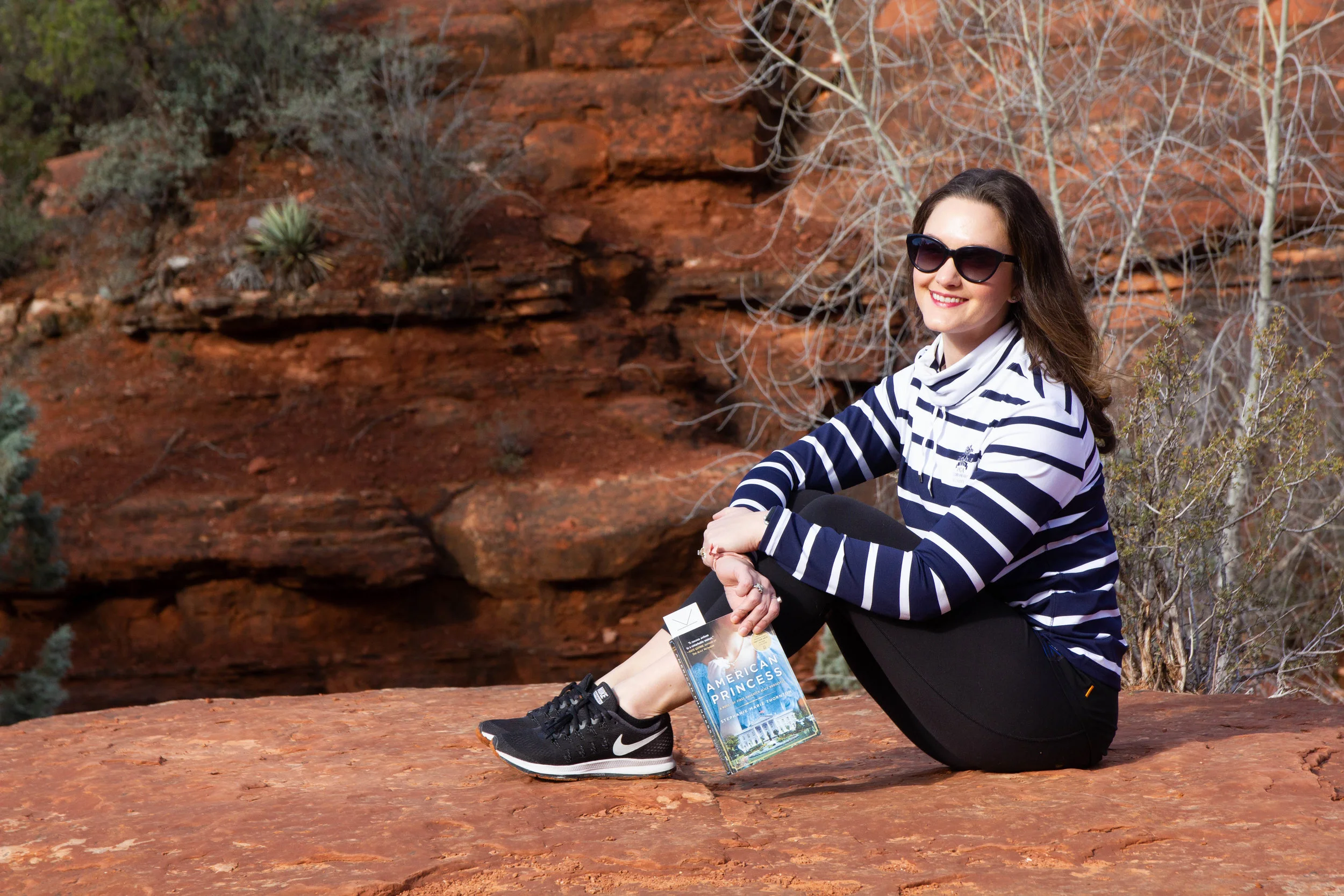 Reading American Princess by Stephanie Marie Thornton on the Soldiers Pass Trail to Seven Sacred Pools in Sedona, AZ