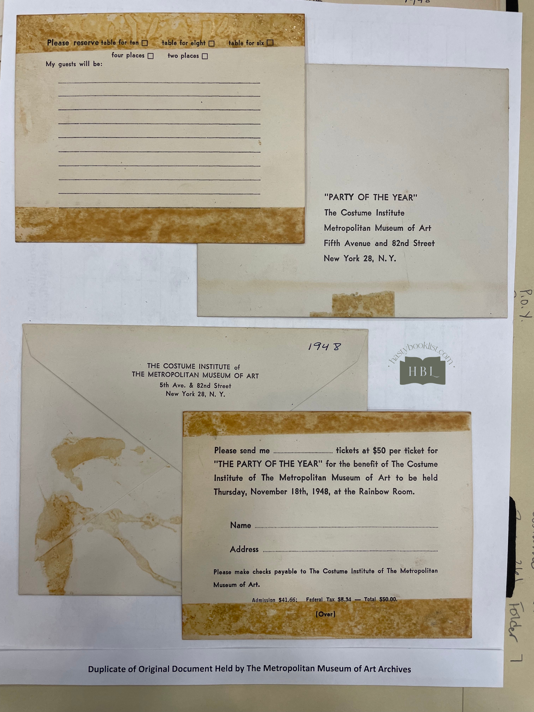 Met Gala party invitation