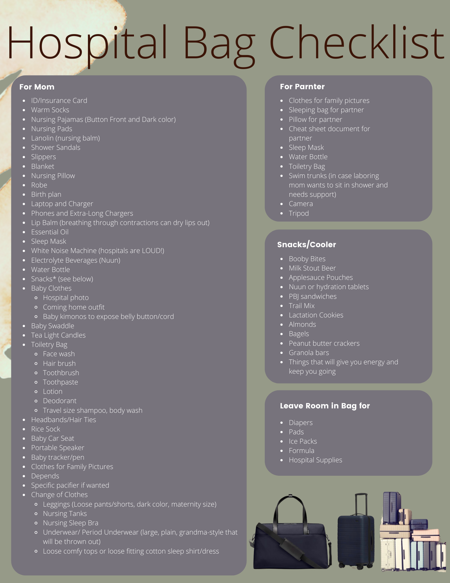 What We Packed in Our Baby Hospital Bag