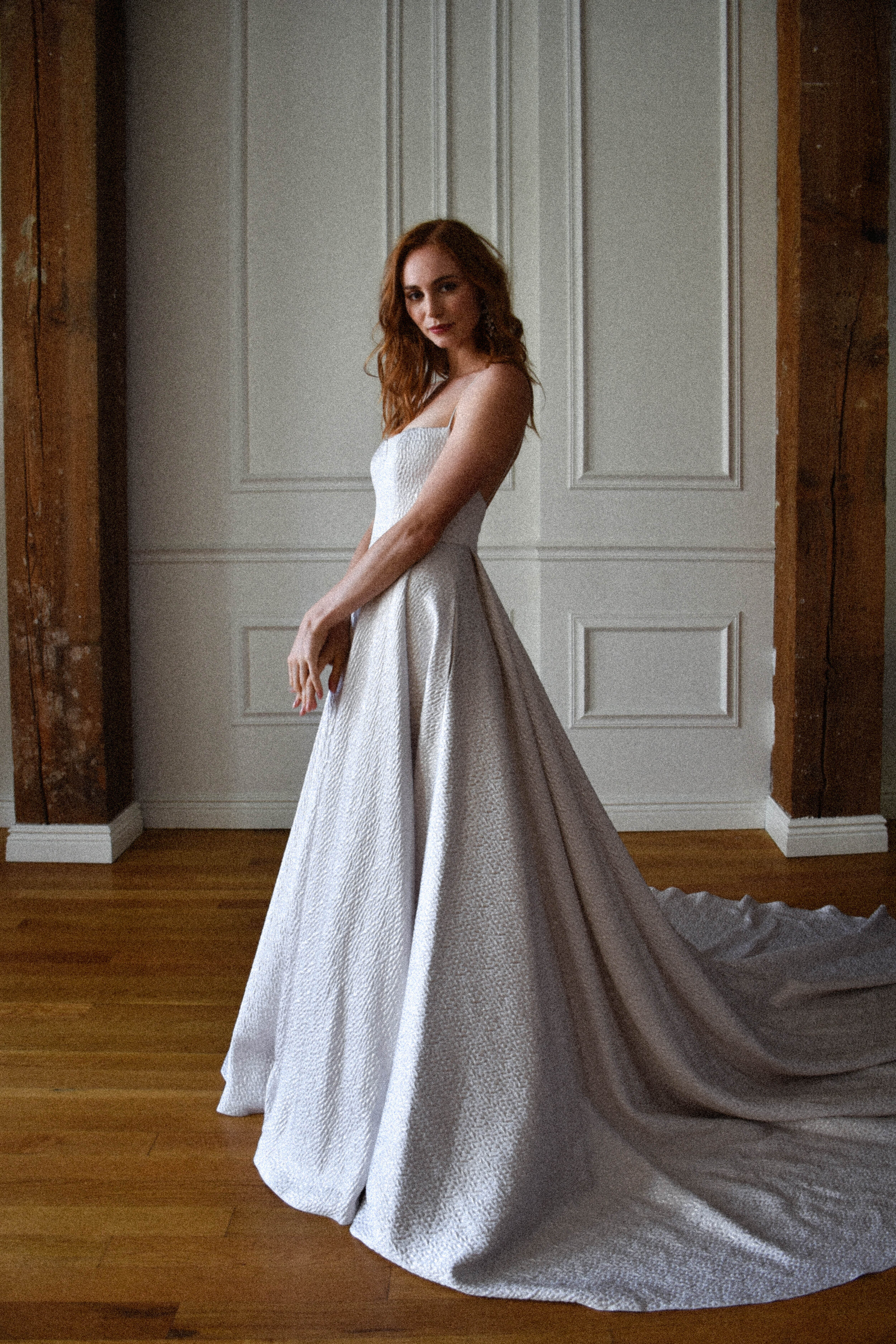 Arya silver wedding dress with straight neckline and light full skirt 2.jpg