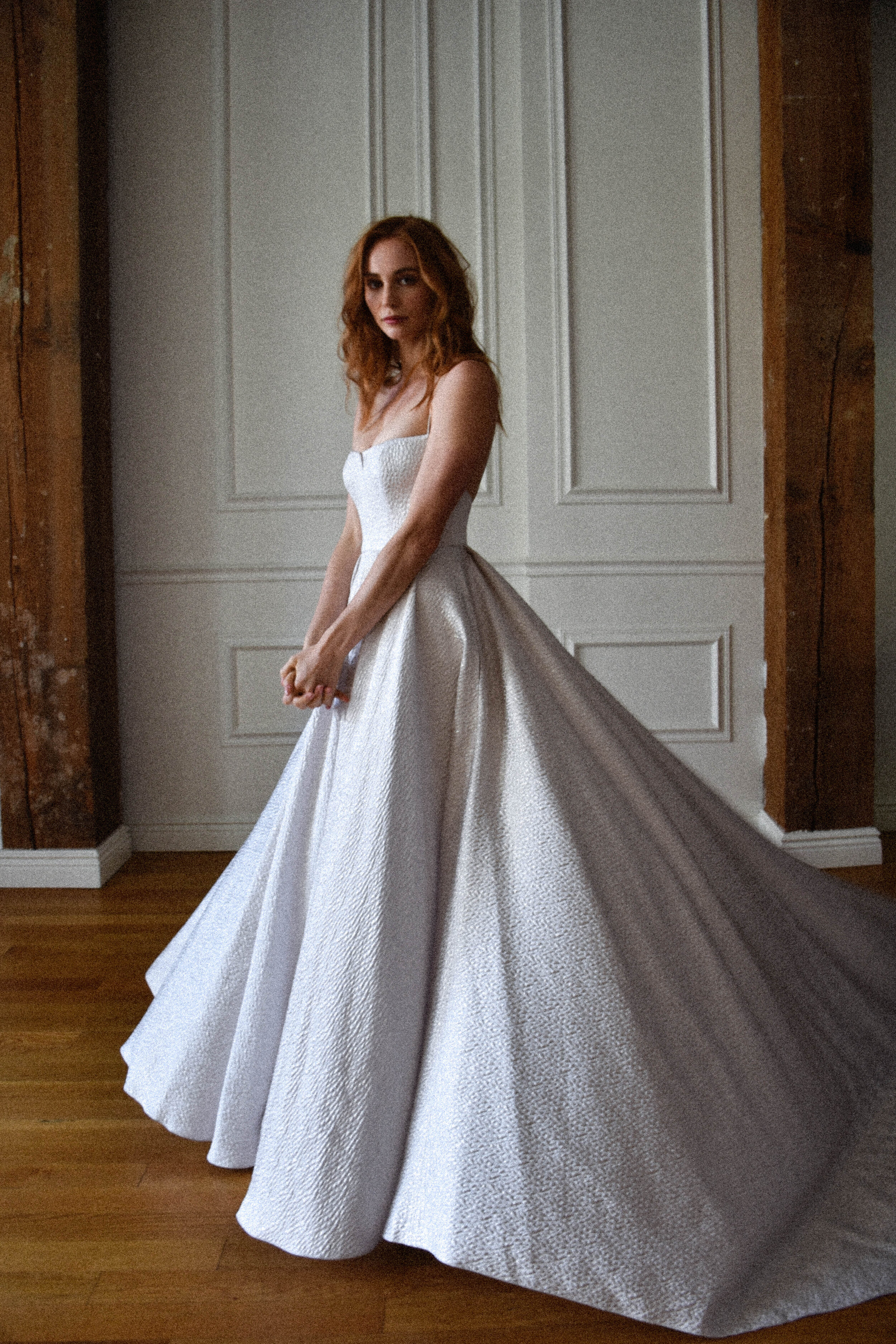 Arya silver wedding dress with straight neckline and light full skirt 1.jpg
