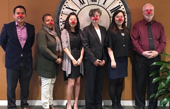 A few of Warner's Red Nose team