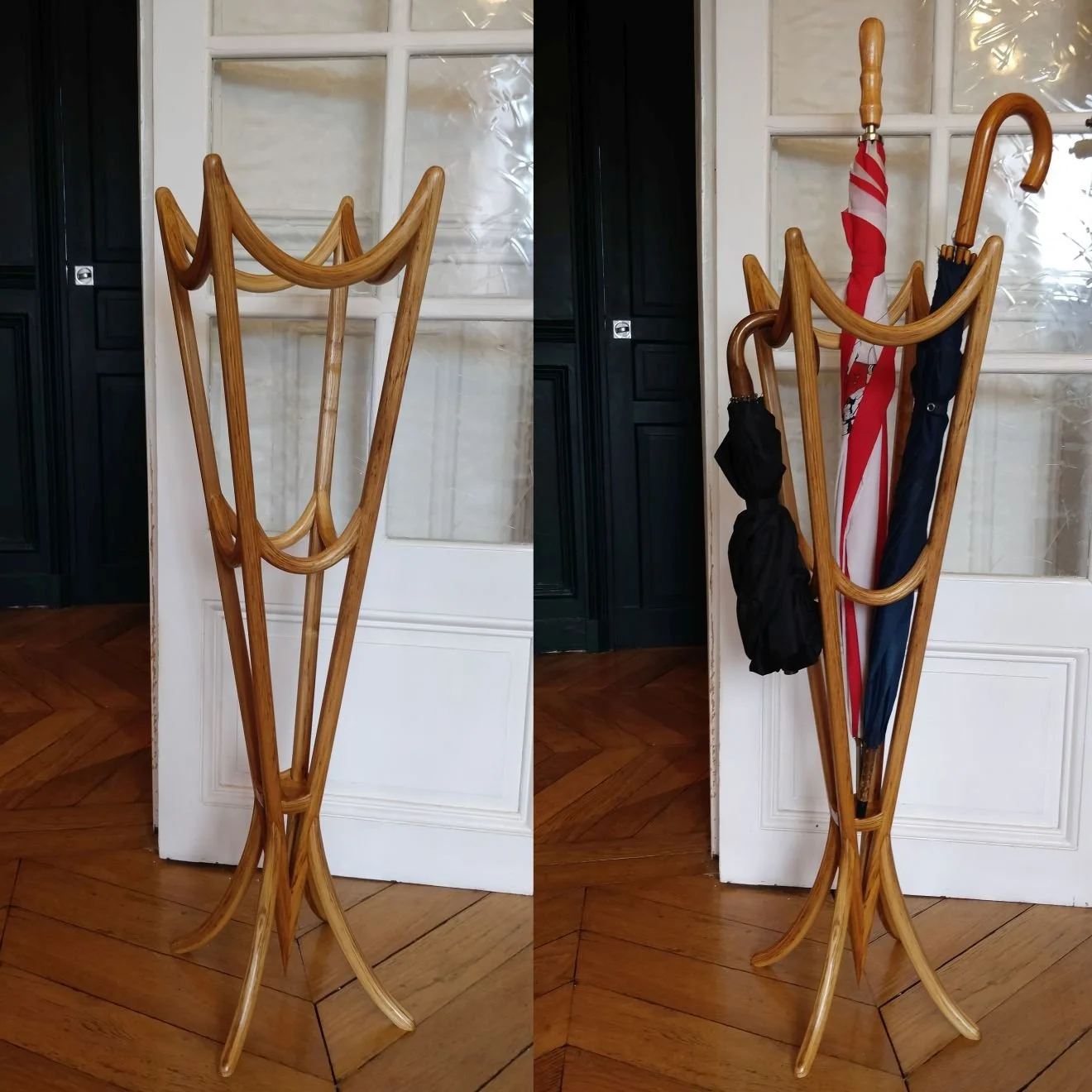 Porte-parapluie en châtaignier