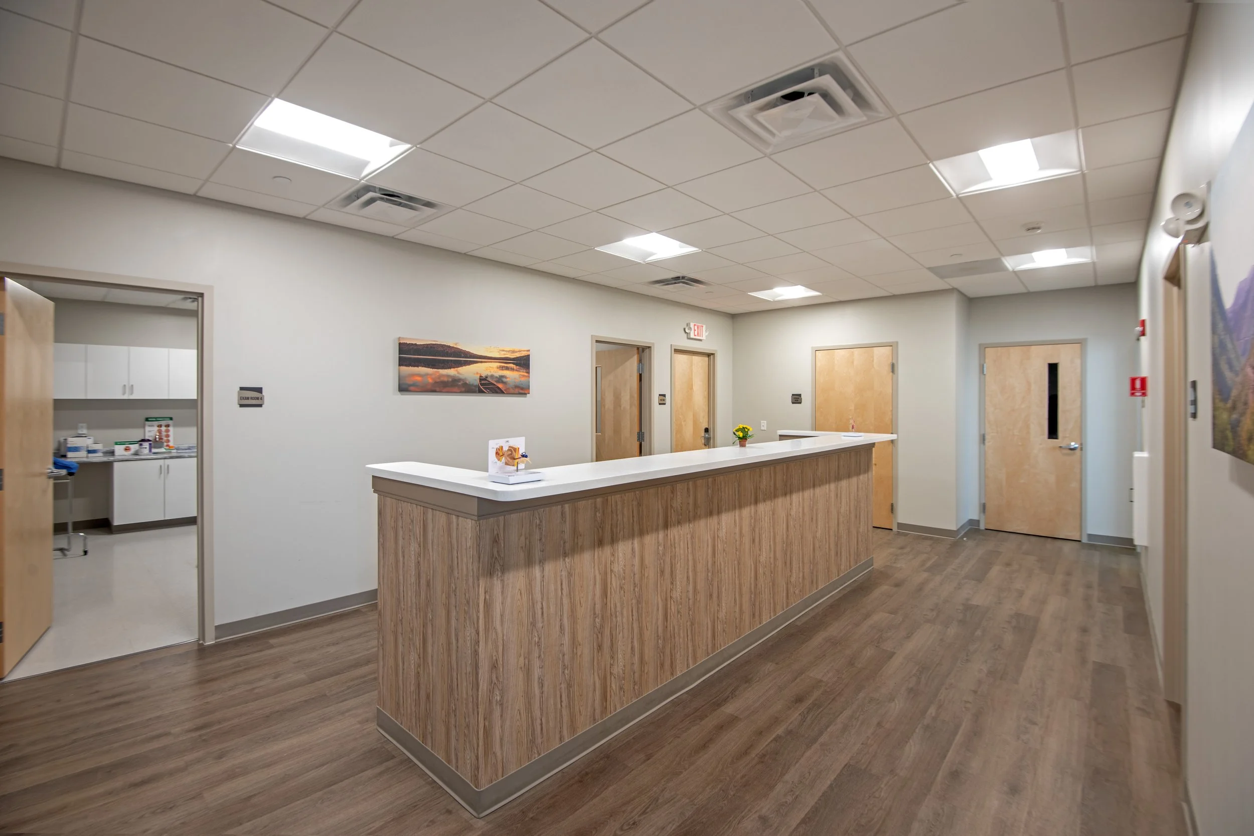 nurses station with hallway in medical center