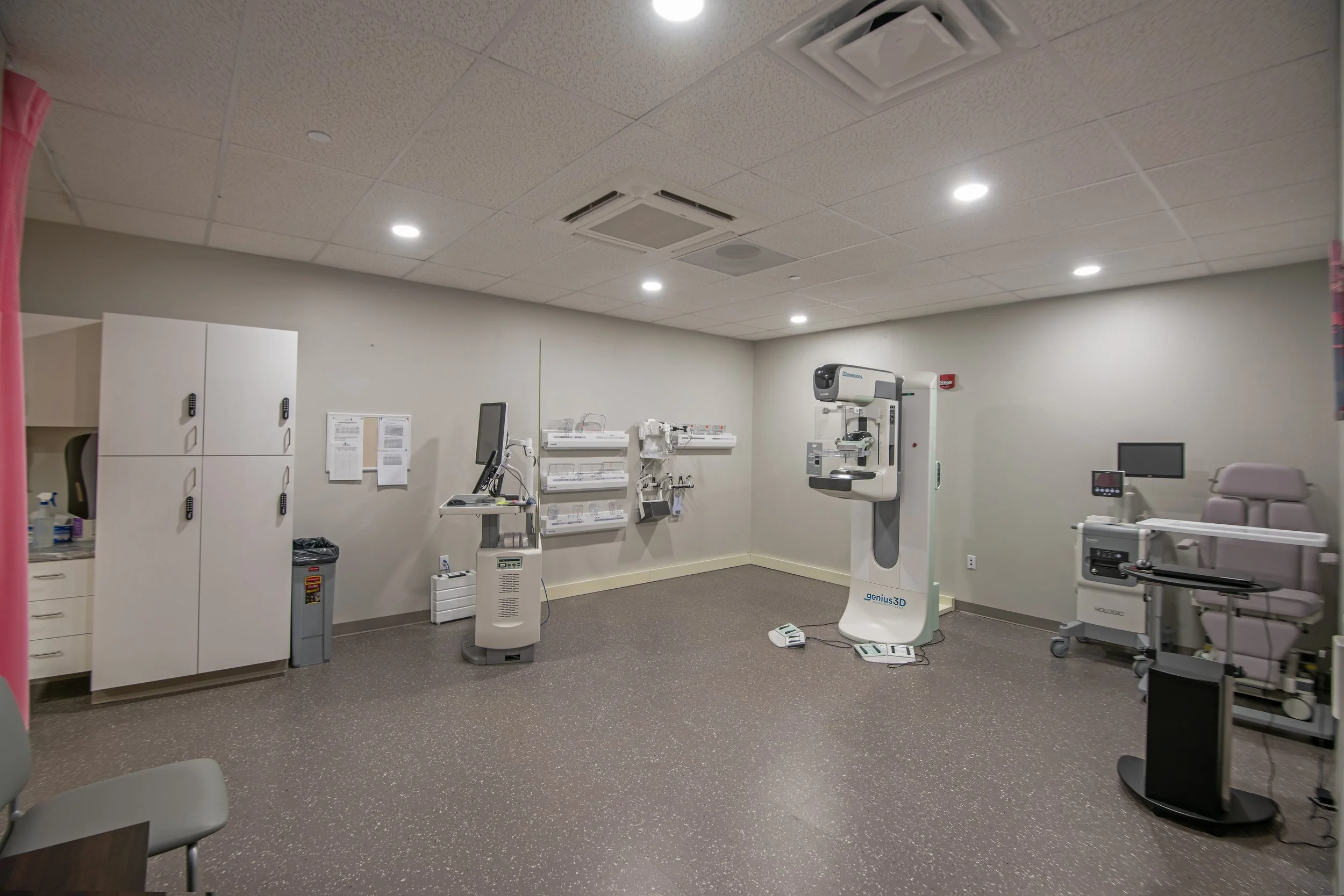 Mammography room with imaging machine