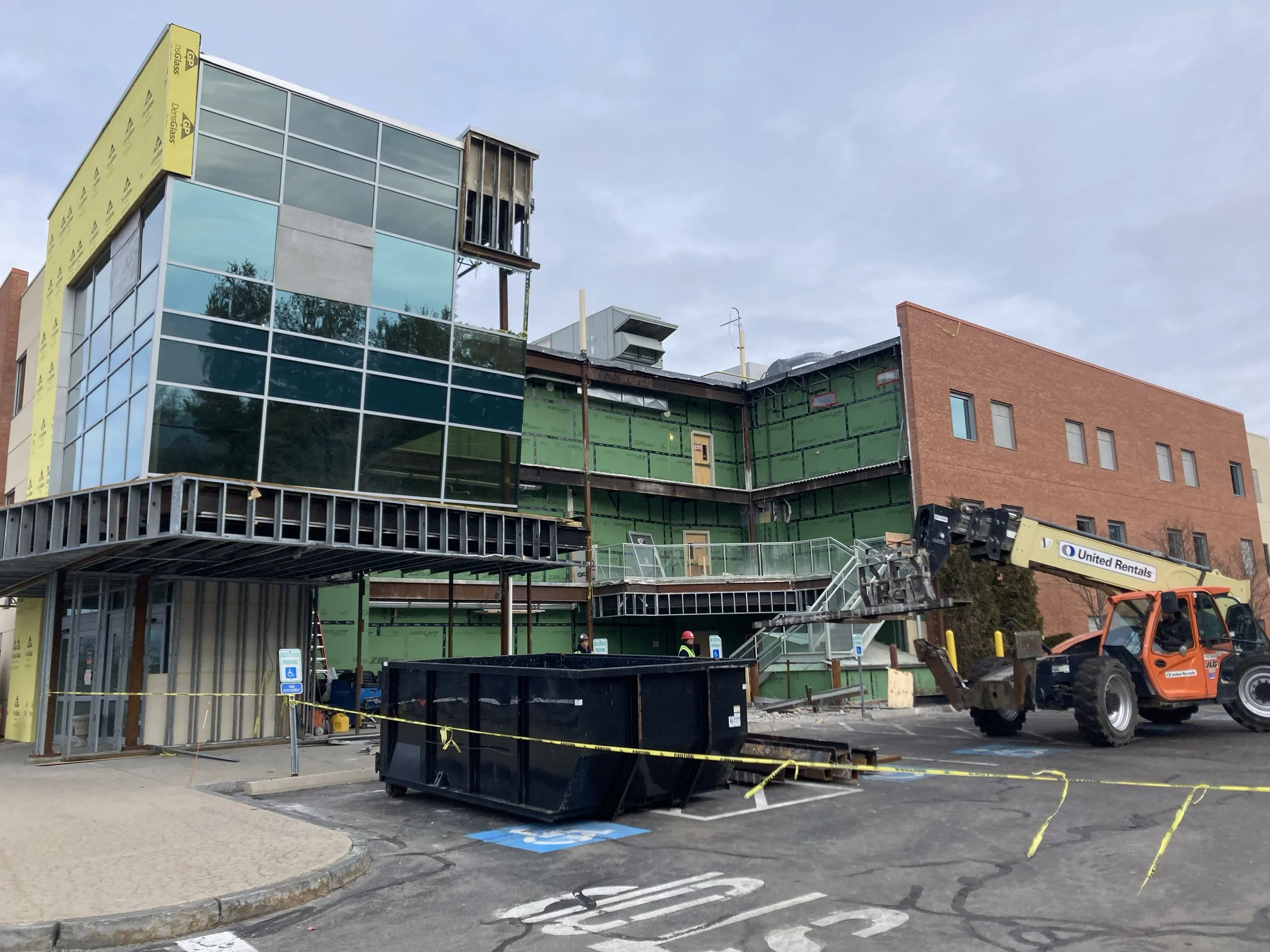 construction on exterior of medical center building