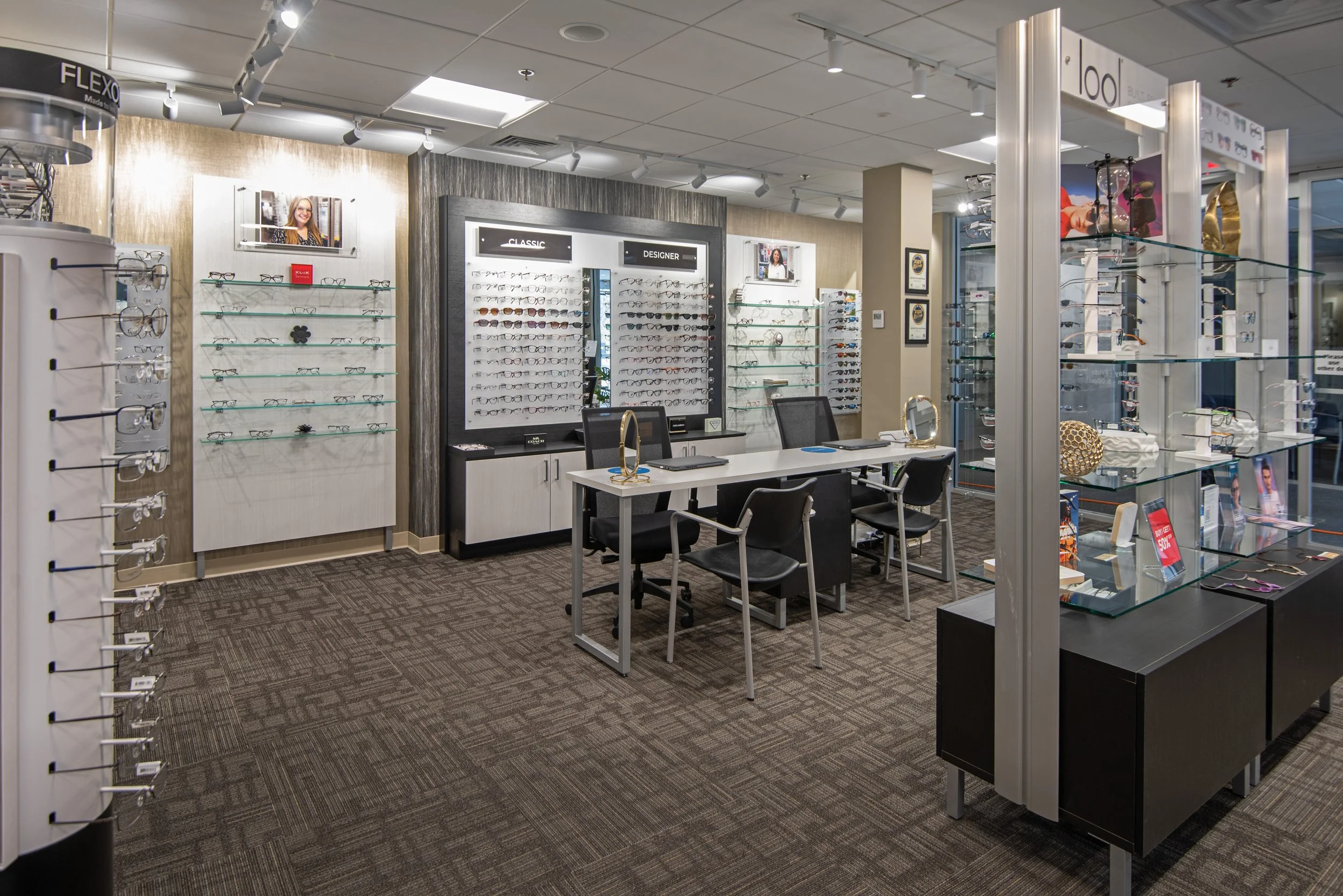 optical shop with fitting stations