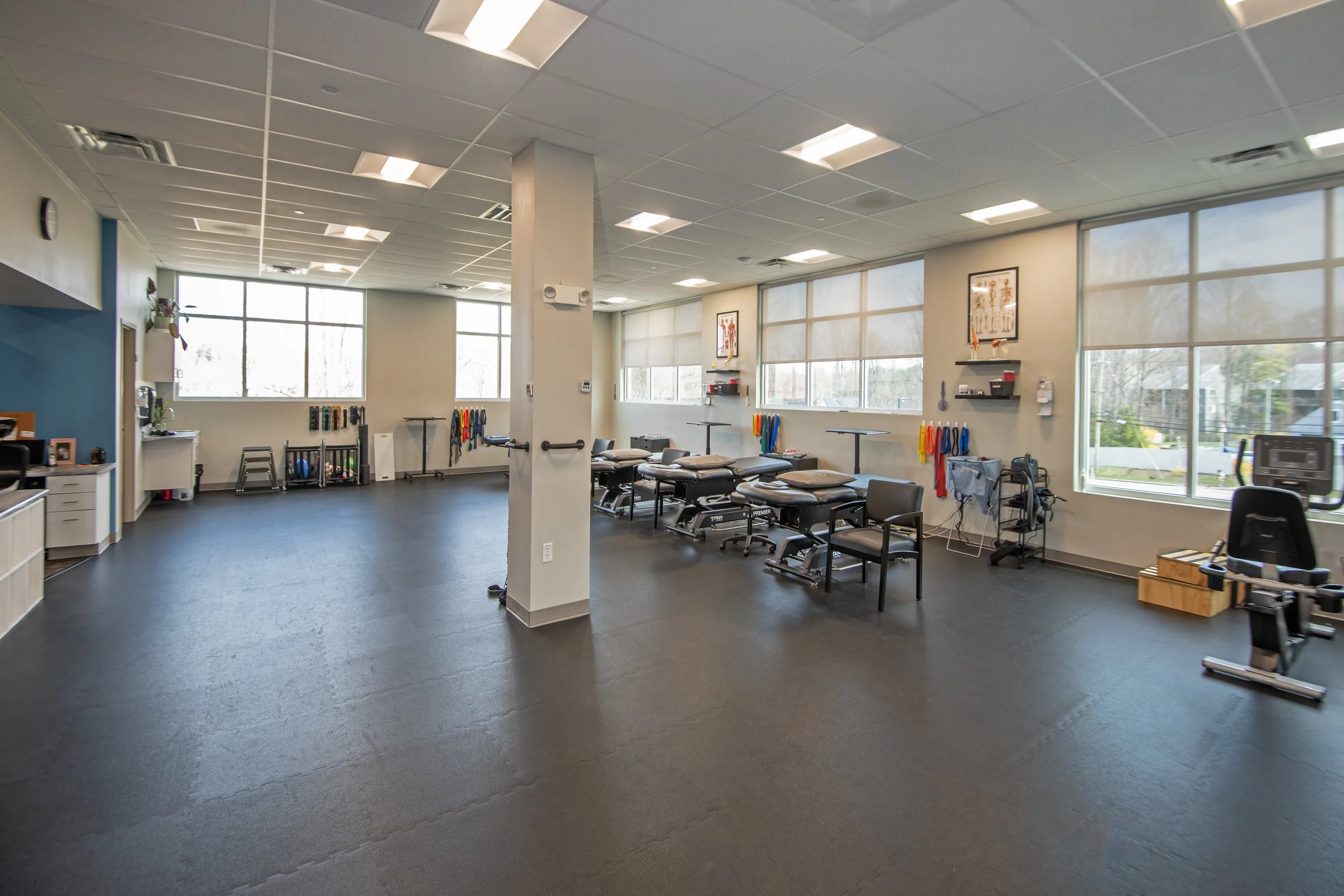 open concept rehabilitation room for physical therapy
